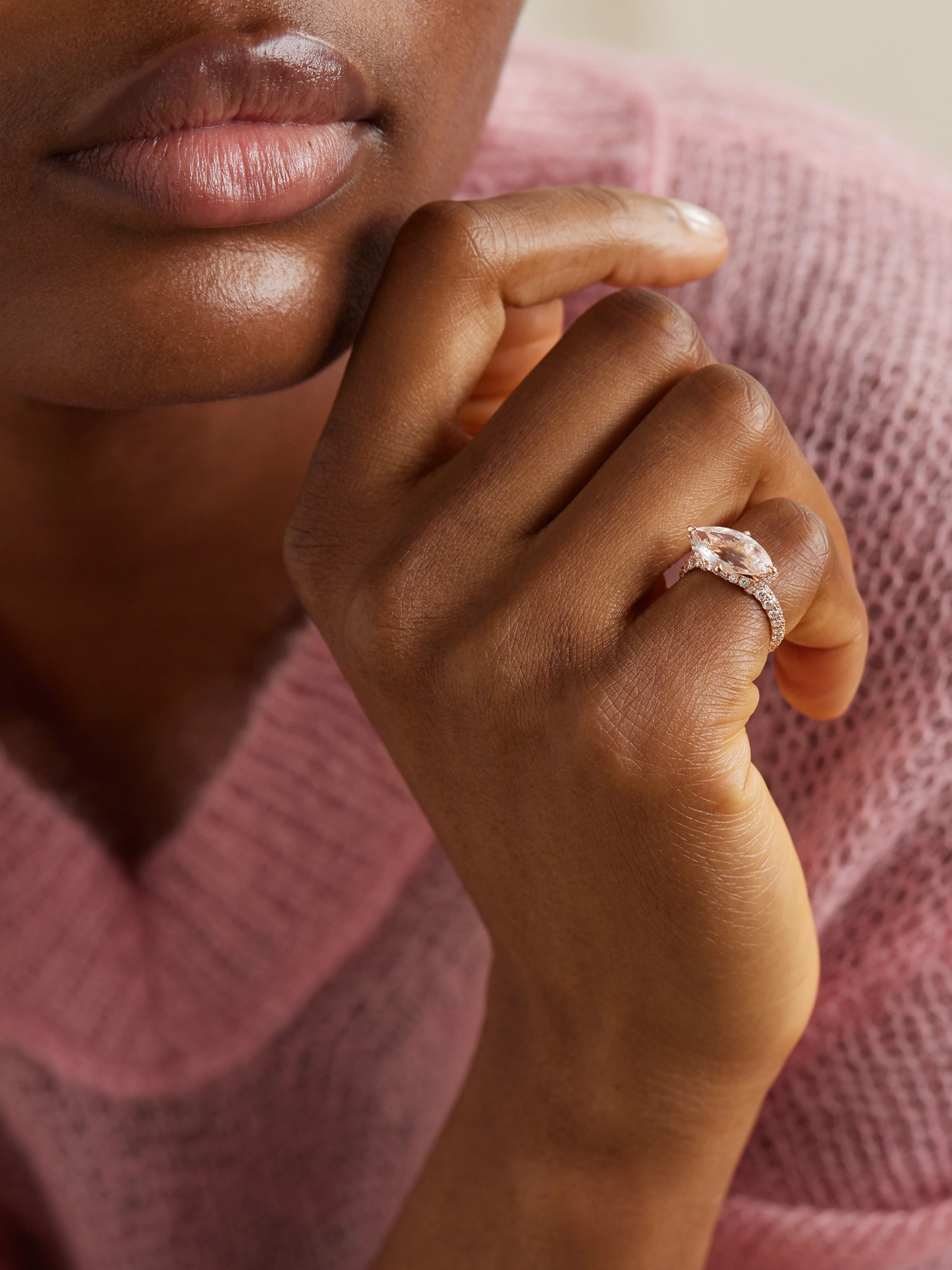 Diane Kordas 18-karat Rose Gold, Morganite And Diamond Pinky Ring In Gold