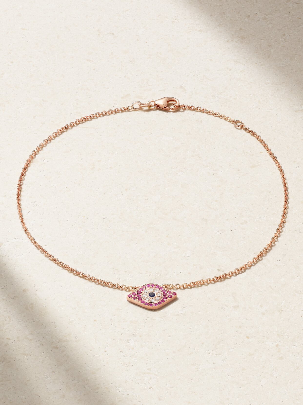 Diane Kordas Evil Eye 14-karat Rose Gold, Diamond And Sapphire Anklet