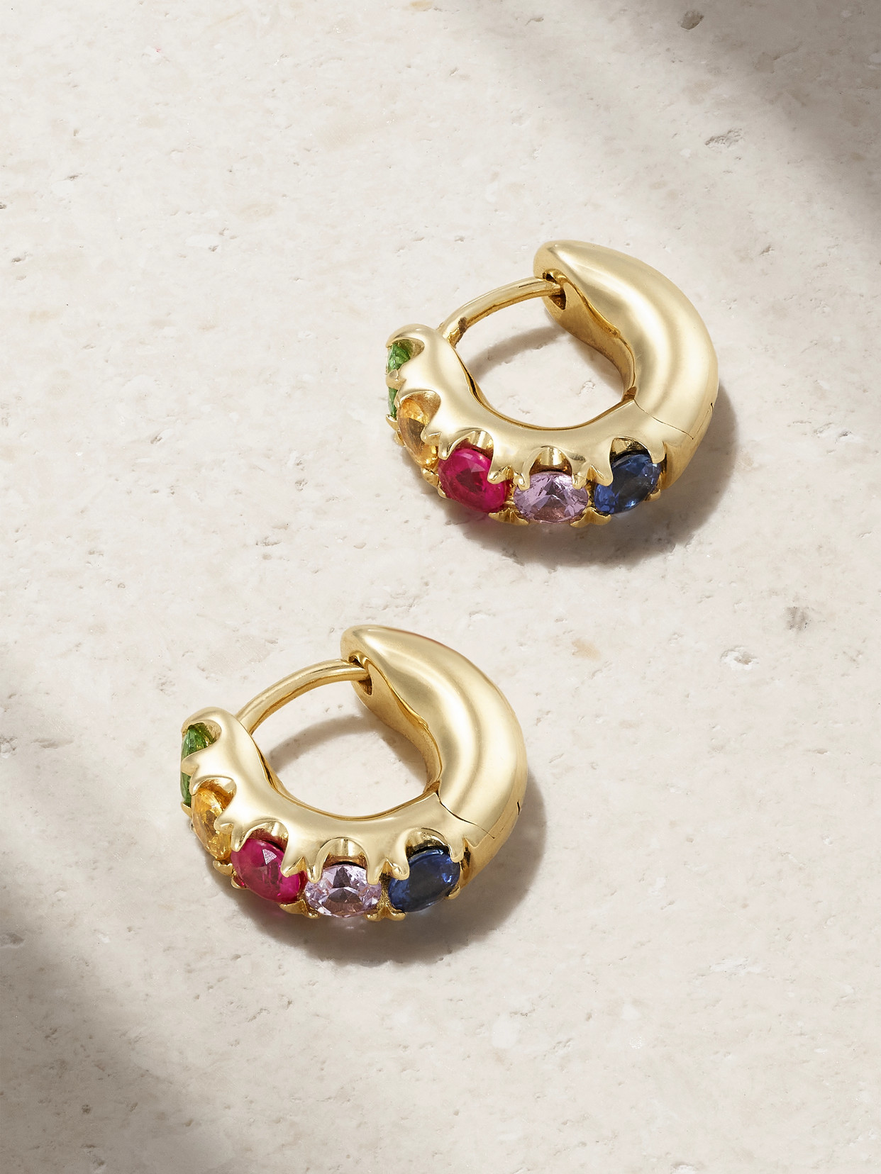 Roxanne First Super Duper Rainbow 14-karat Gold, Sapphire And Garnet Earrings