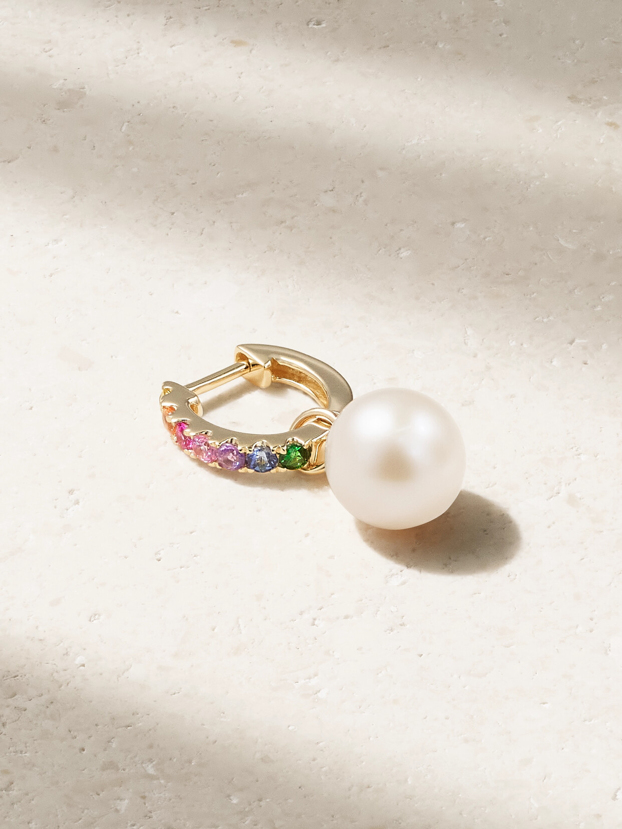 Roxanne First - 14-karat Gold, Sapphire And Pearl Single Hoop Earring - Multi