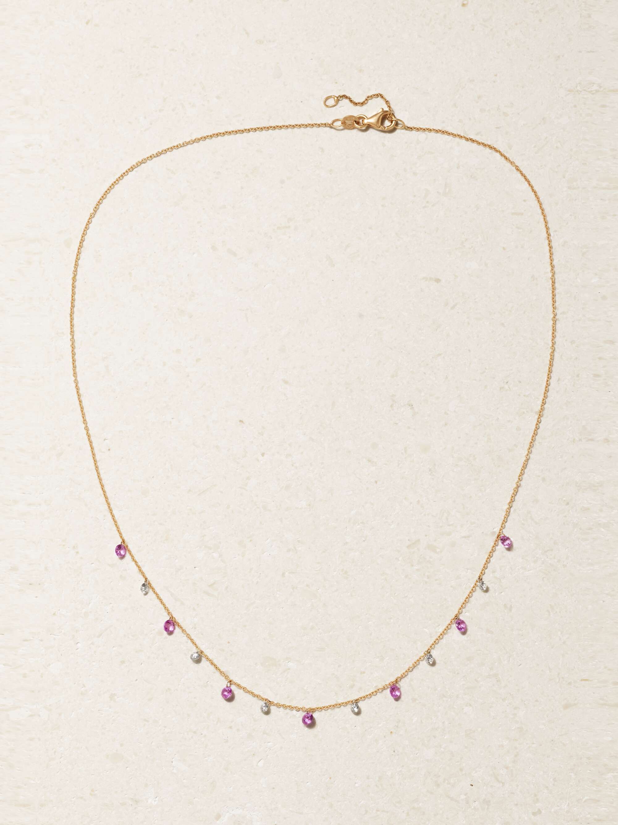 14 karat rose gold sapphire and diamond necklace