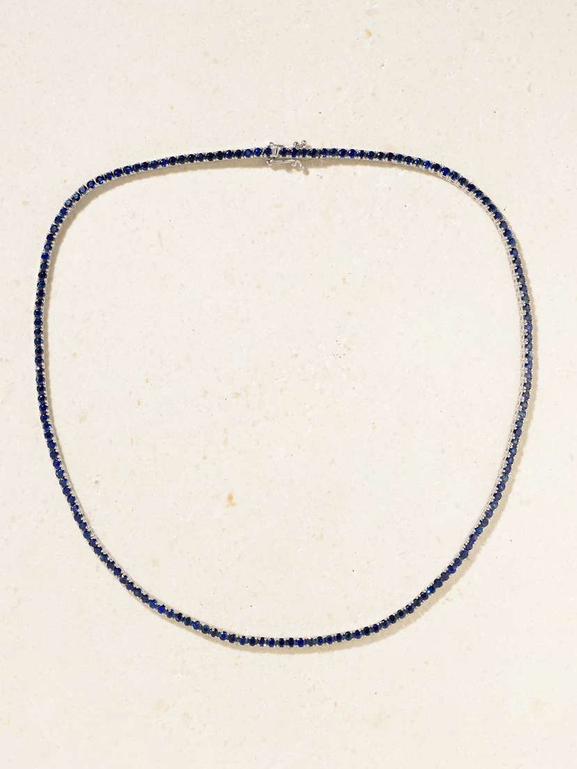 Roxanne First 14-karat White Gold Sapphire Tennis Necklace