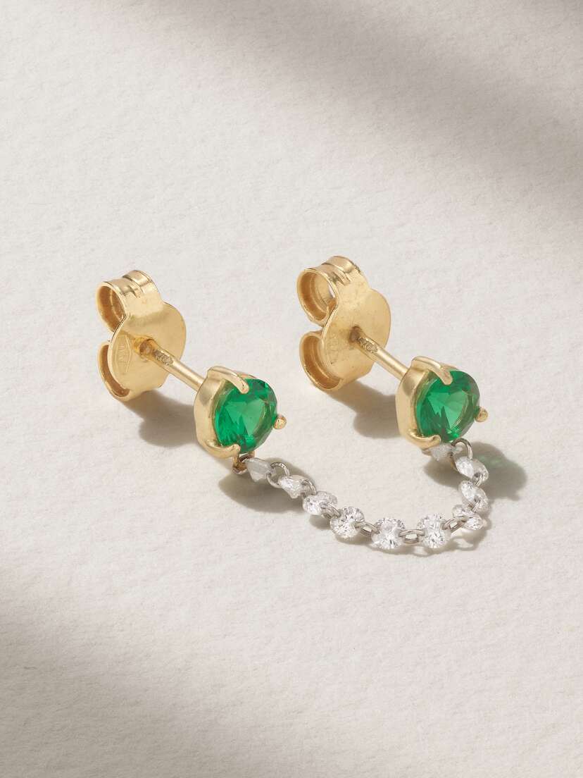 Roxanne First 14-karat Gold, Emerald And Diamond Single Earring