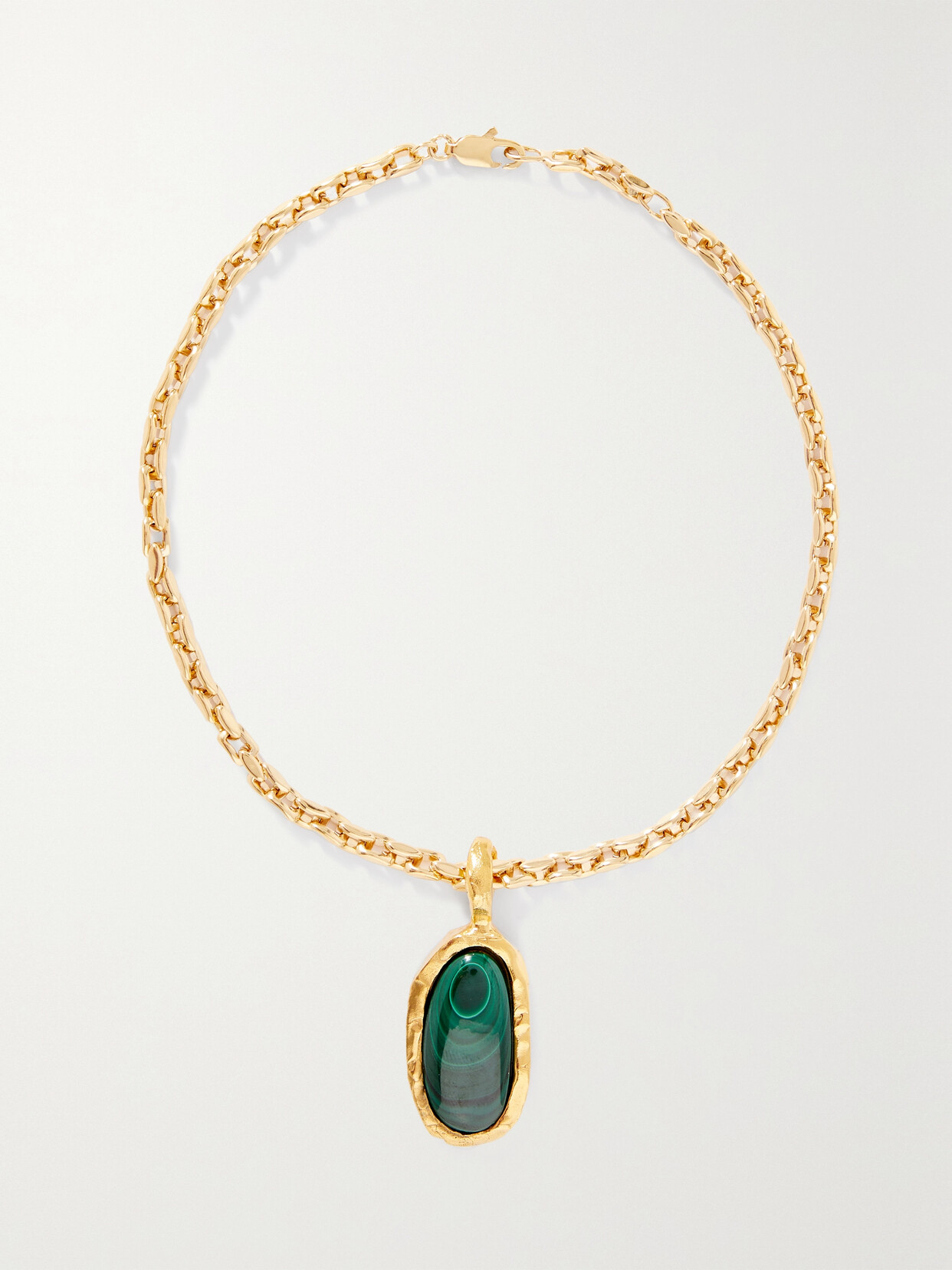 Alighieri The Sliver Of The Mountain Gold-plated Malachite Necklace In Green