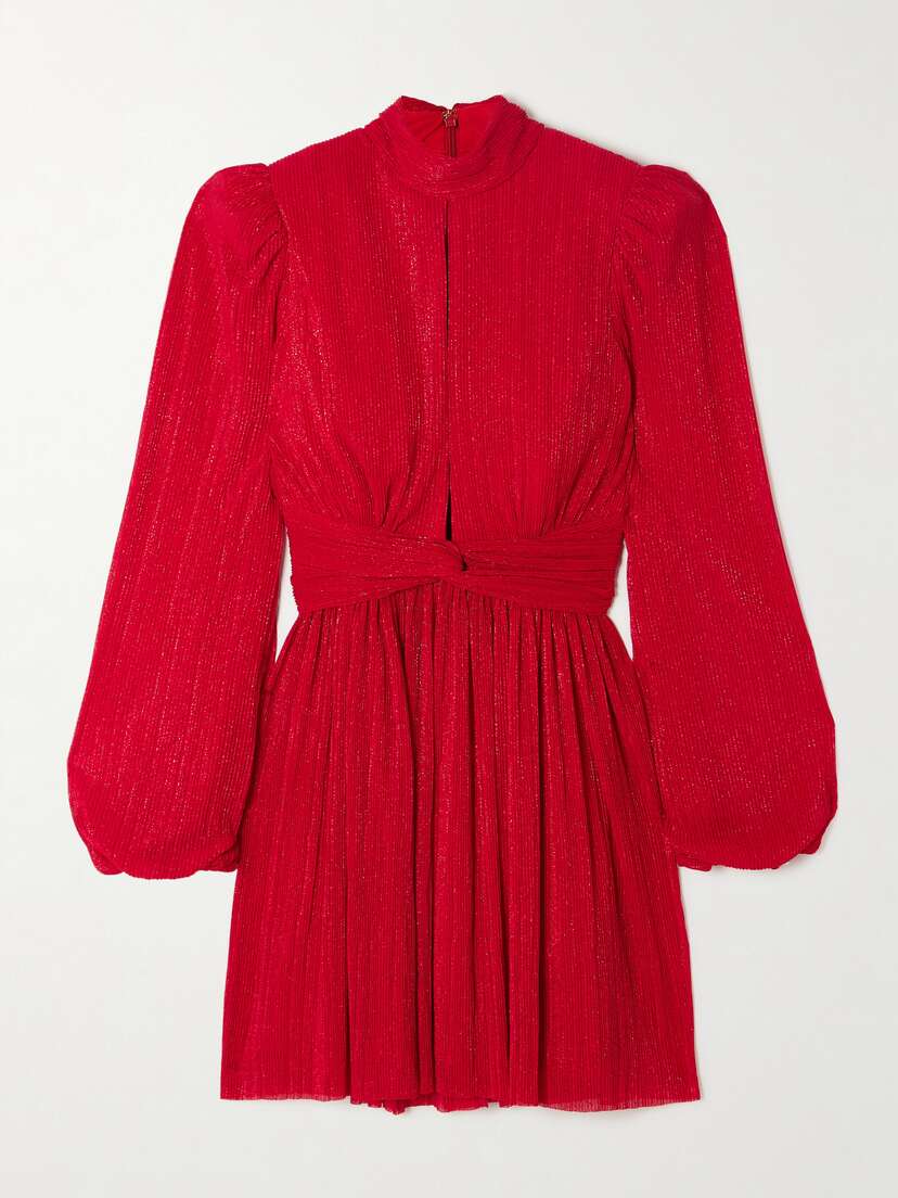 Rebecca Vallance Samantha Cutout Metallic Recycled Plissé-tulle Mini Dress