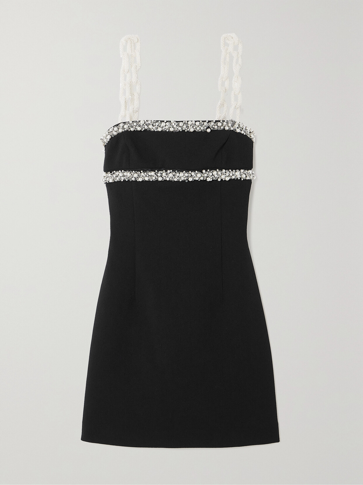 Shop Rebecca Vallance Eva Embellished Stretch-cady Mini Dress In Black