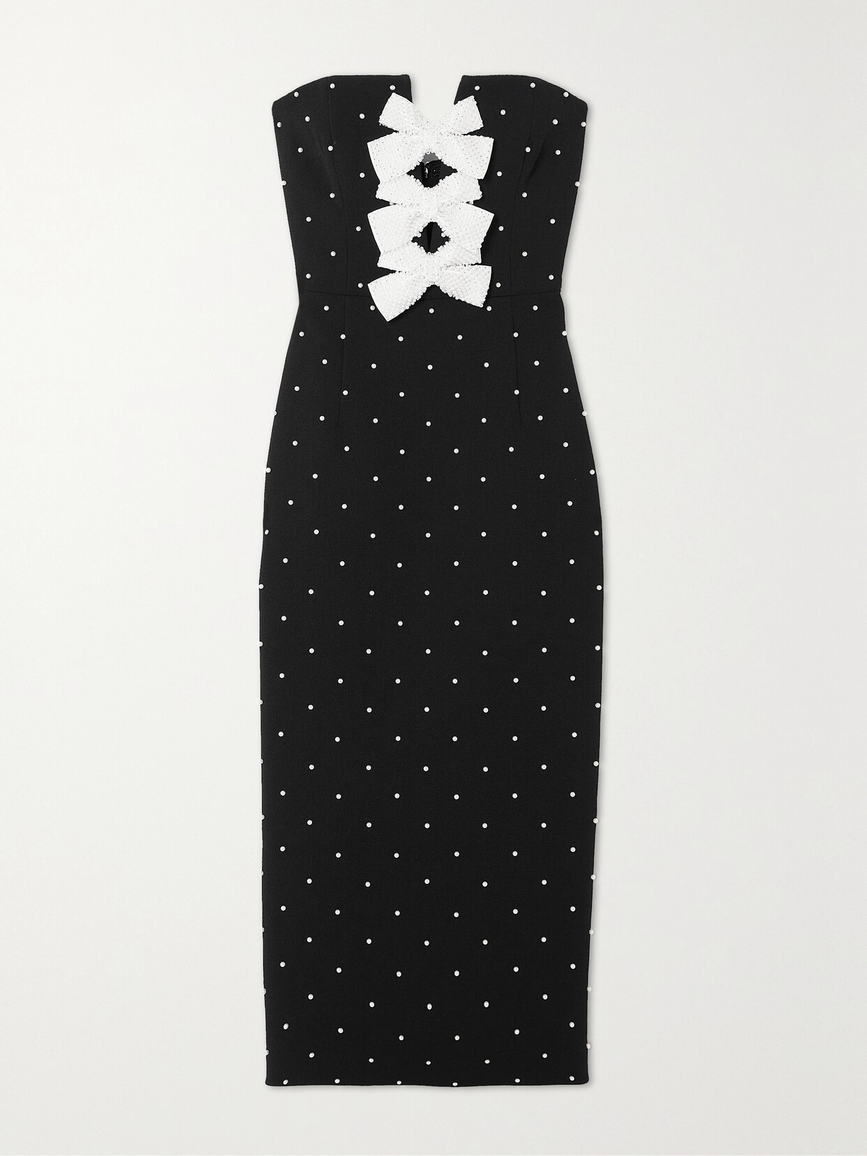 Shop Rebecca Vallance Veronica Strapless Faux Pearl-embellished Cady Dress In Black