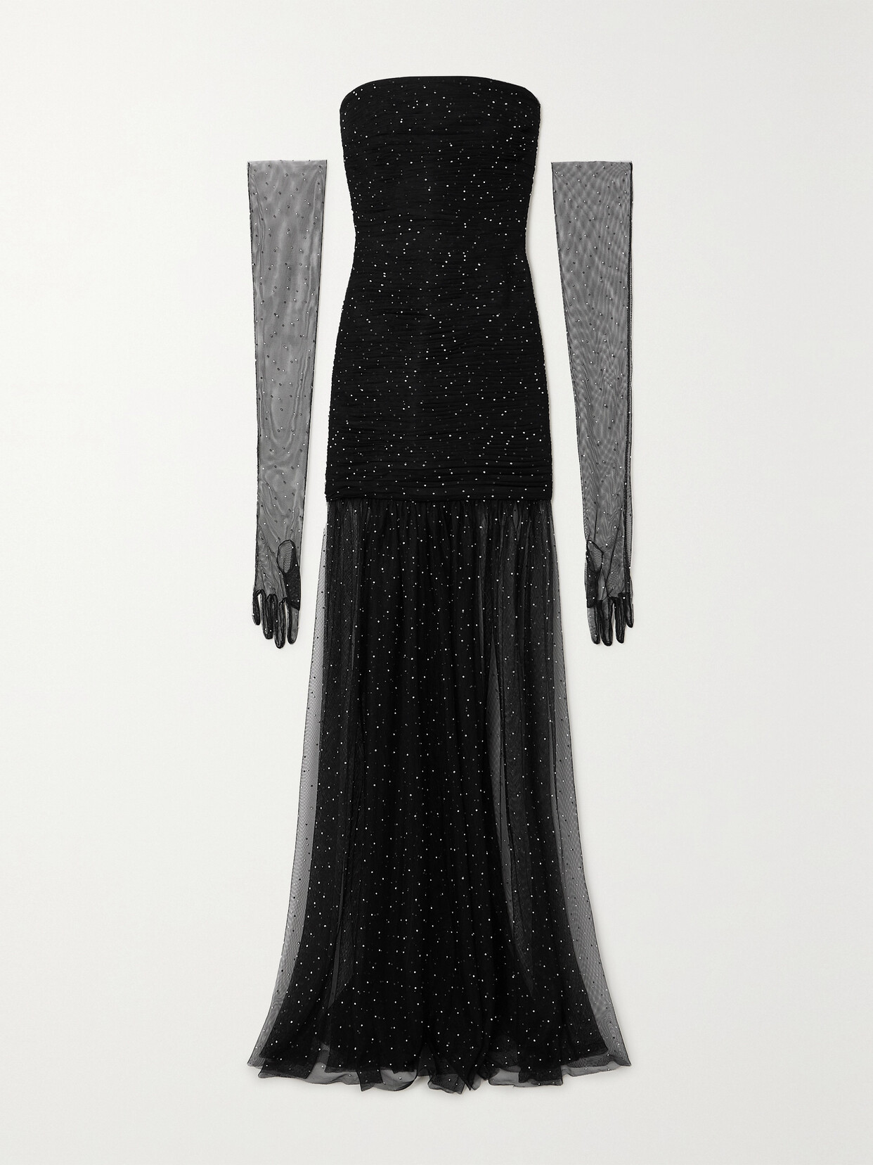 Rebecca Vallance Lilah Crystal-embellished Tulle Gown And Gloves Set In Black