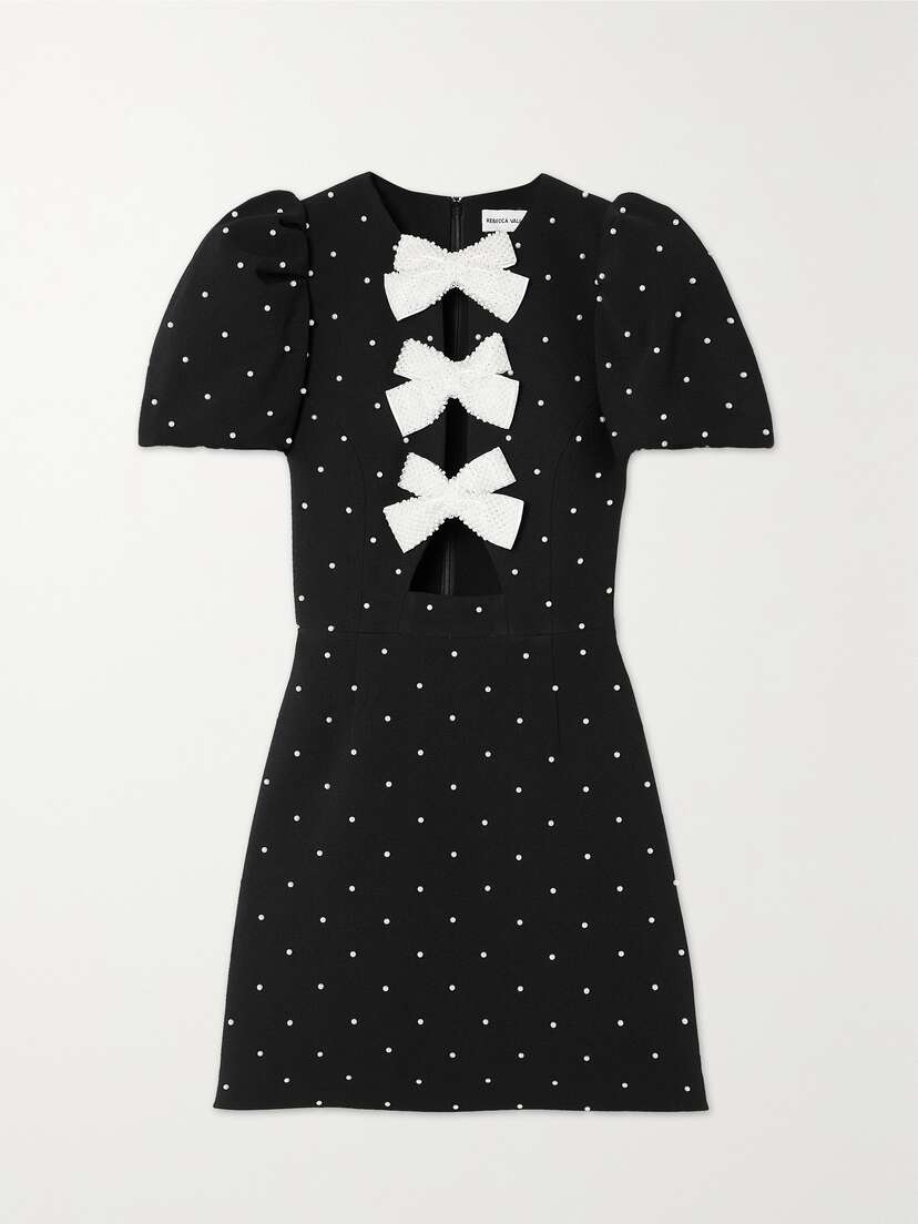Rebecca Vallance Veronica Cutout Faux Pearl-embellished Cady Mini Dress - UK 16