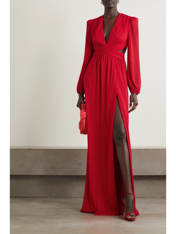 Rebecca Vallance Samantha cutout glittered recycled plissé-tulle gown