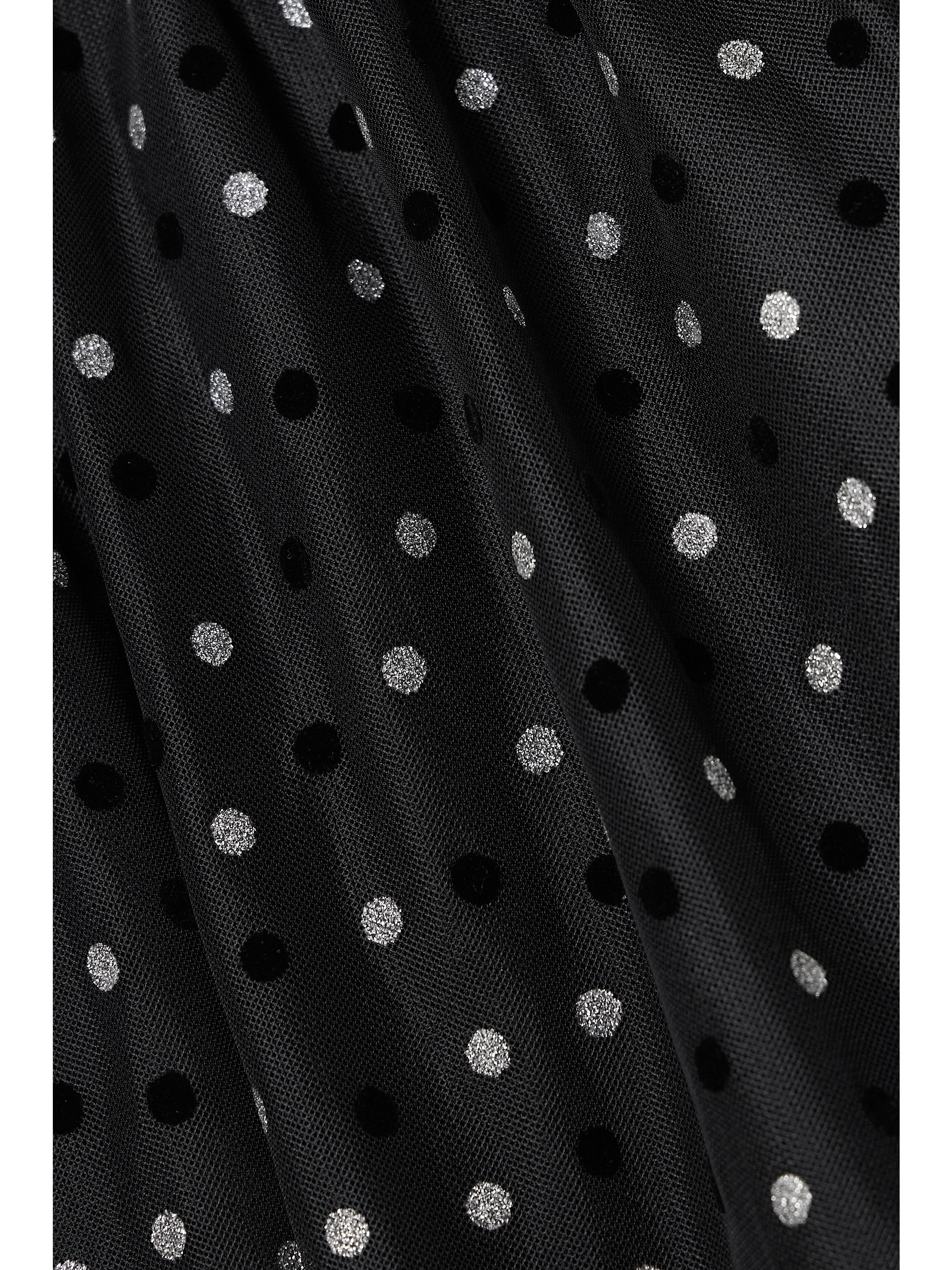 Rebecca Vallance Whitney belted metallic polka-dot flocked tulle dress