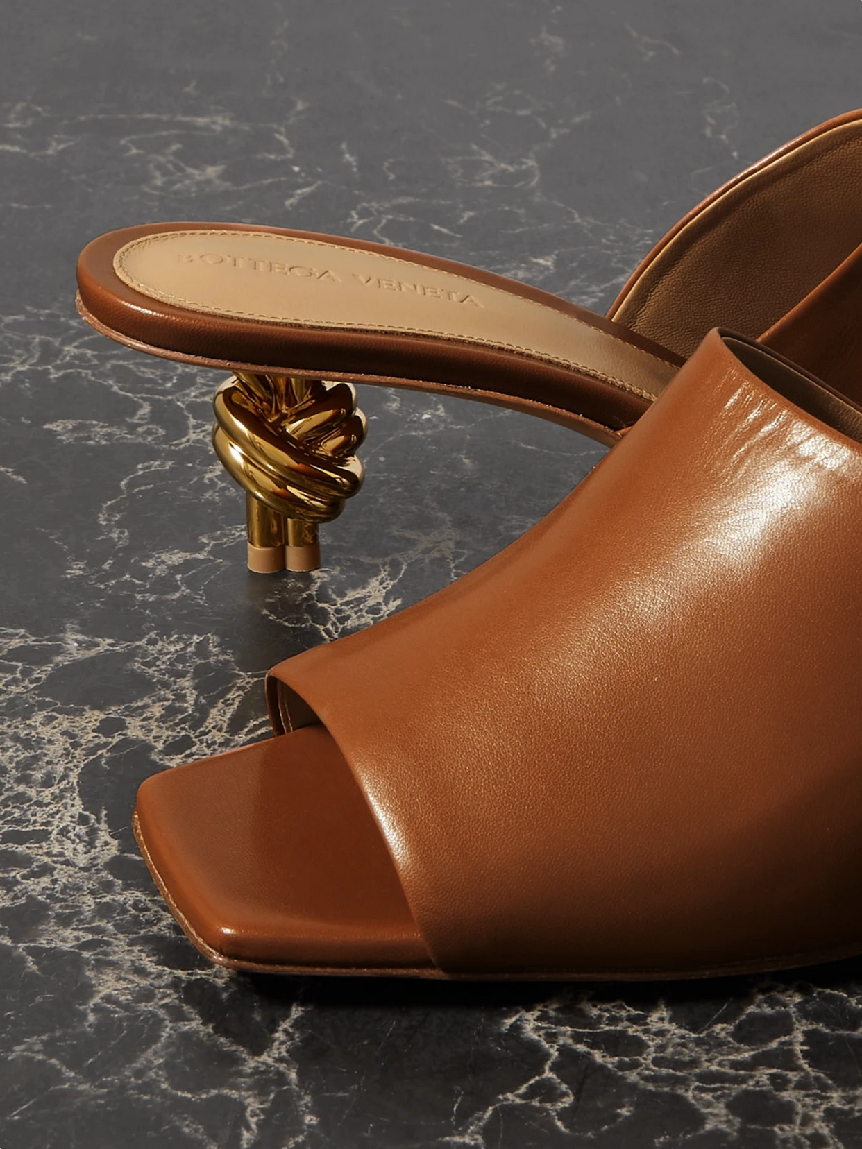 Bottega Veneta Knot Leather Mules In Brown