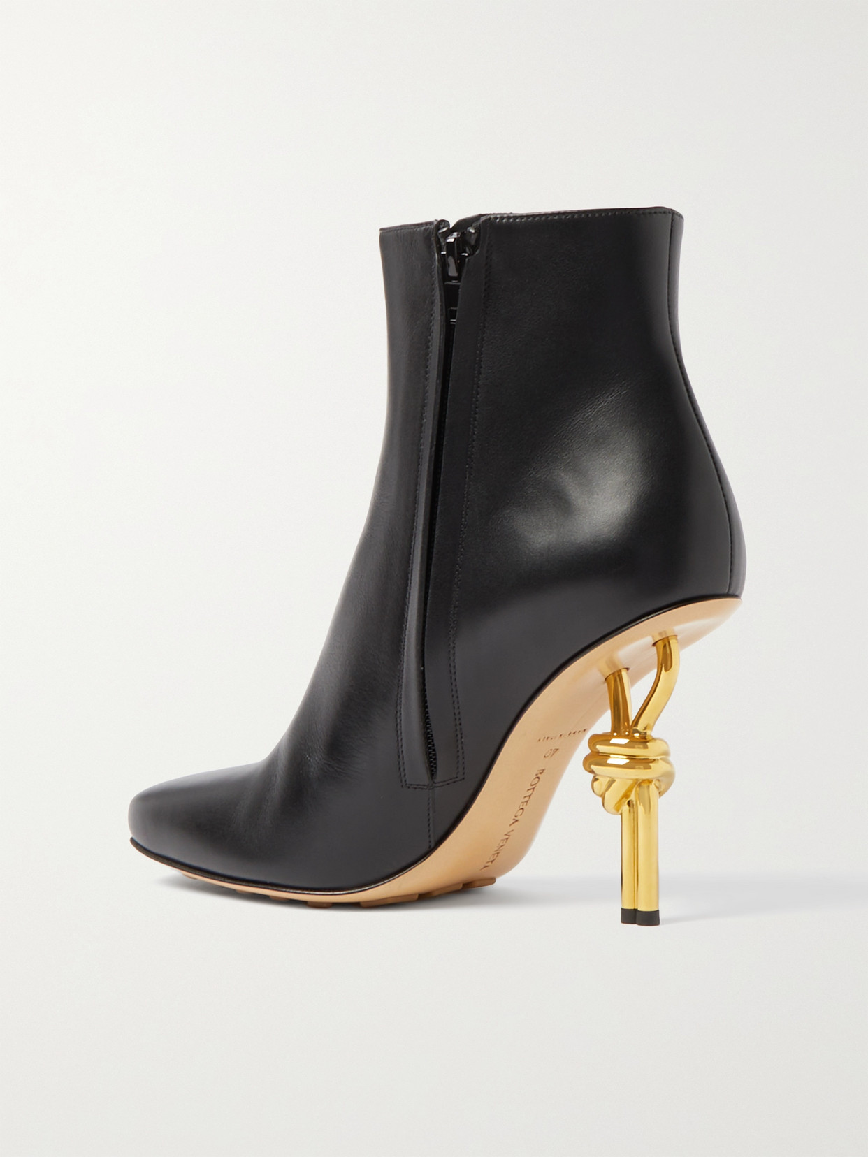 Shop Bottega Veneta Knot Leather Ankle Boots In Black