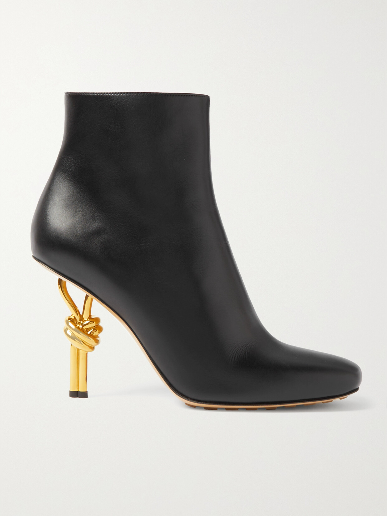 Shop Bottega Veneta Knot Leather Ankle Boots In Black