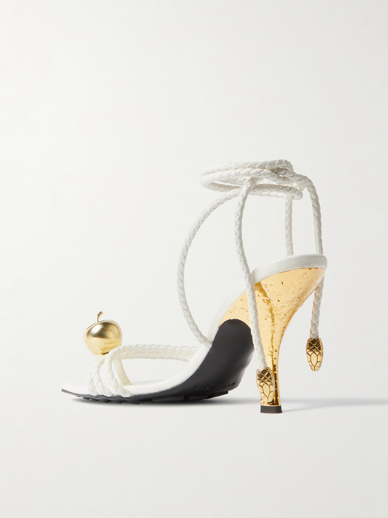 Bottega Veneta Adam Embellished Intrecciato Leather Sandals In White