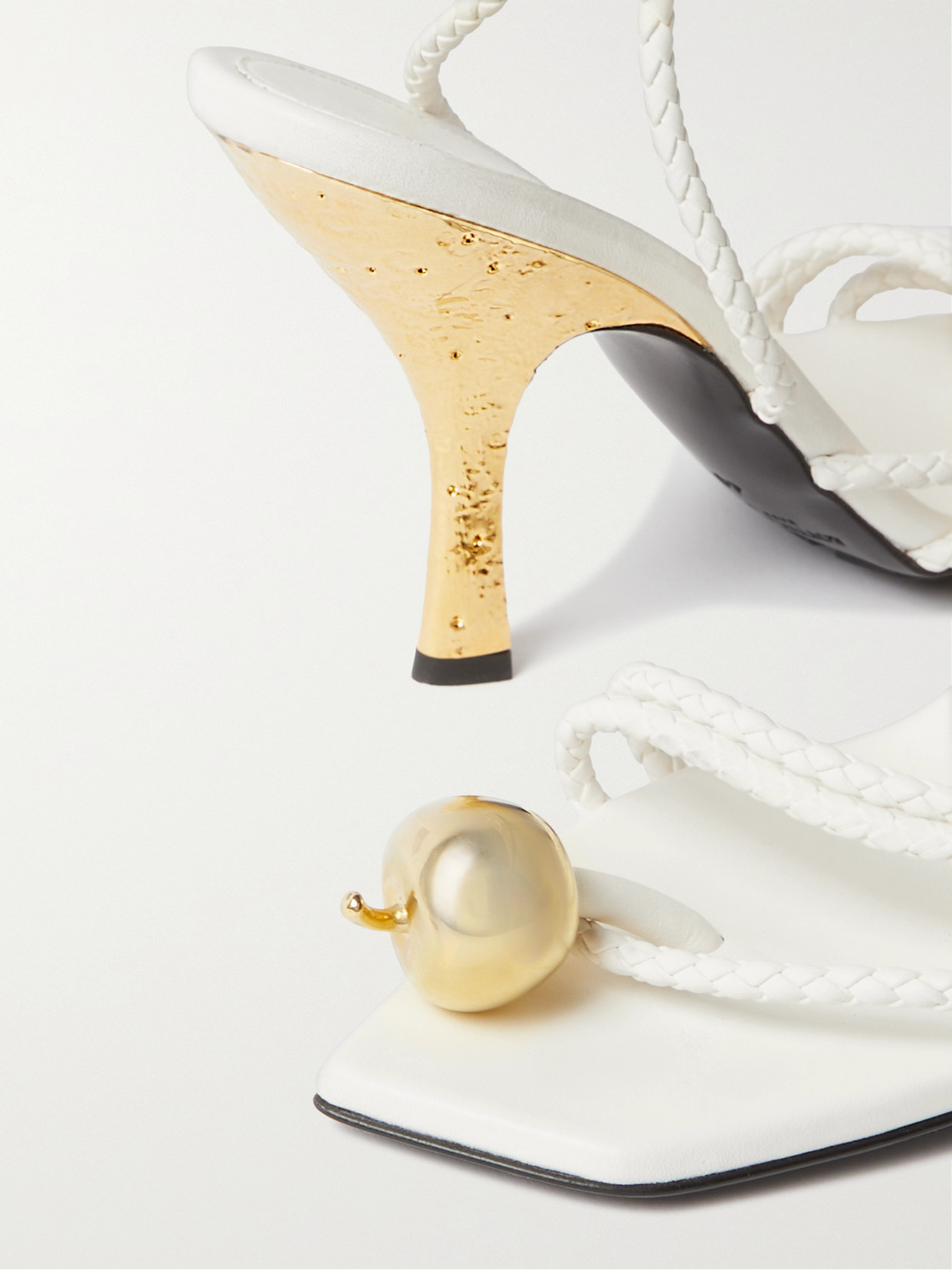 Bottega Veneta Adam Embellished Intrecciato Leather Sandals In White