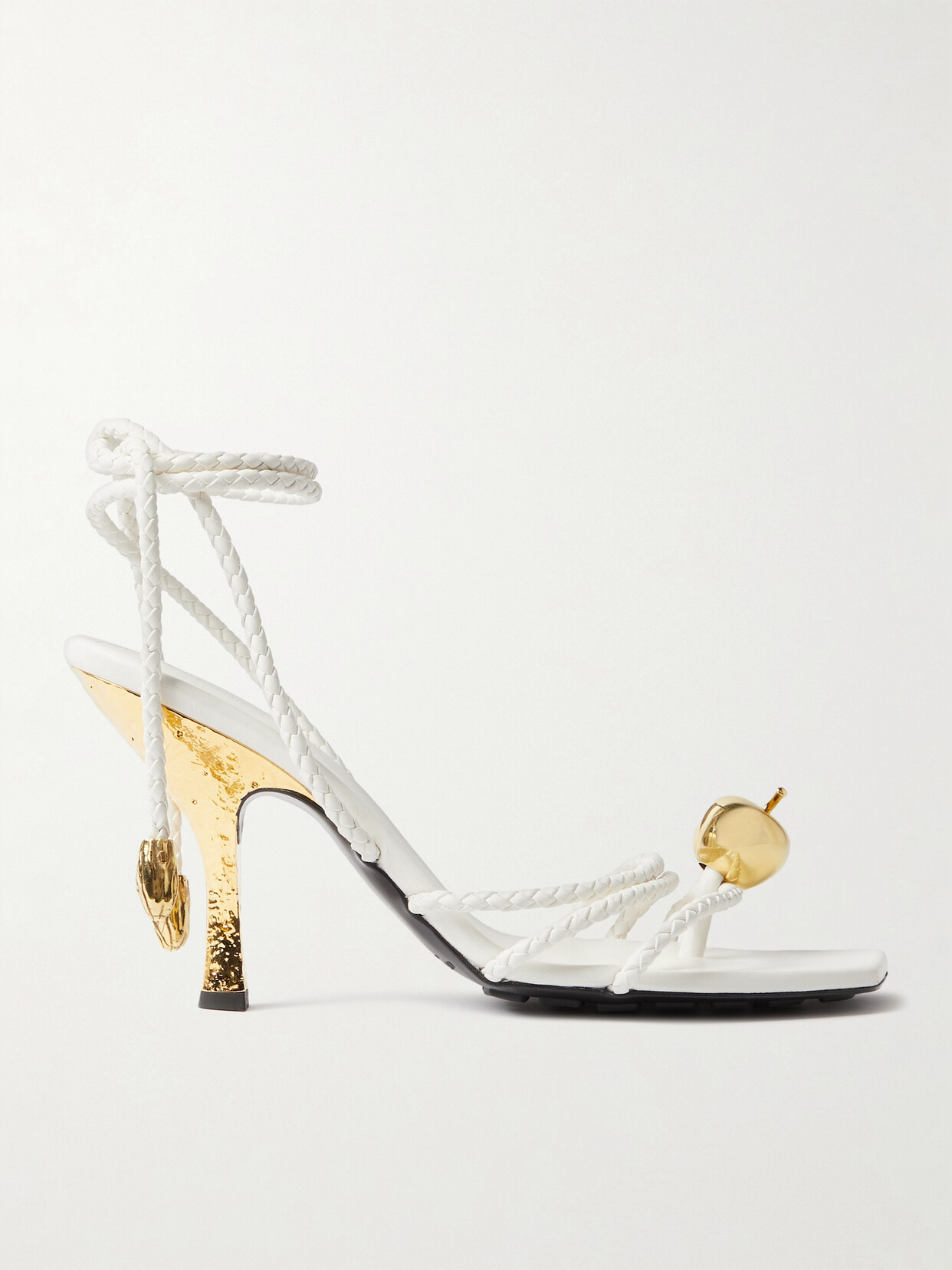 Bottega Veneta Adam Embellished Intrecciato Leather Sandals In 9013 White