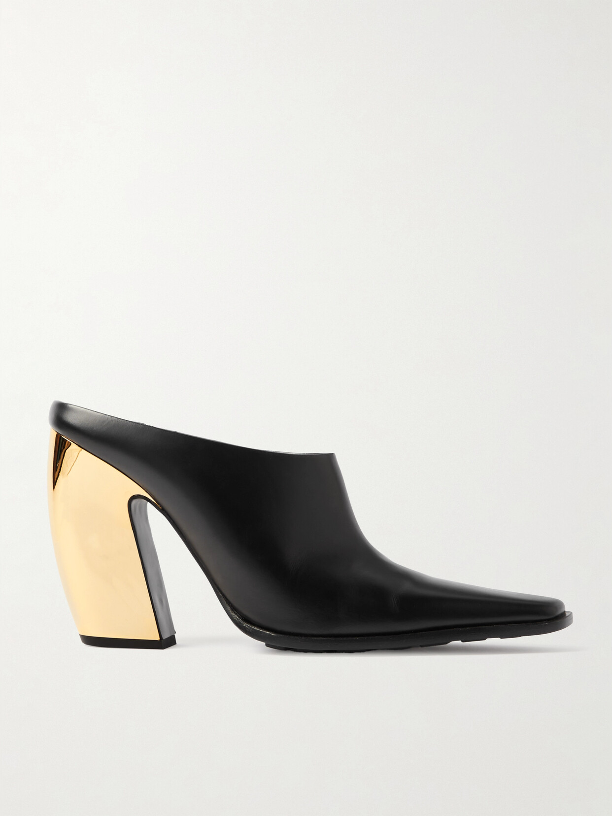 Shop Bottega Veneta Tex Leather Mules In Black