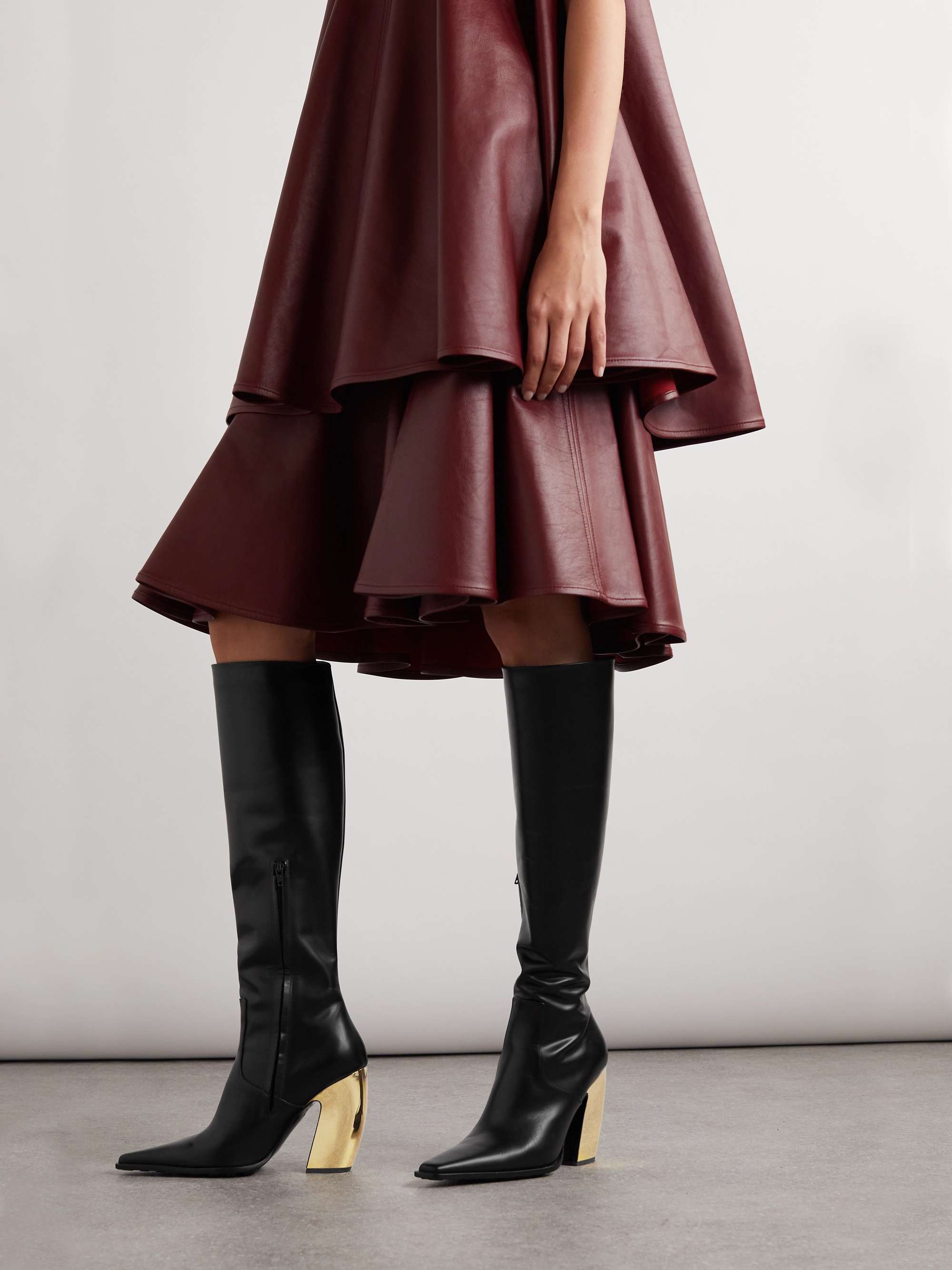 BOTTEGA Tex leather knee boots NETAPORTER
