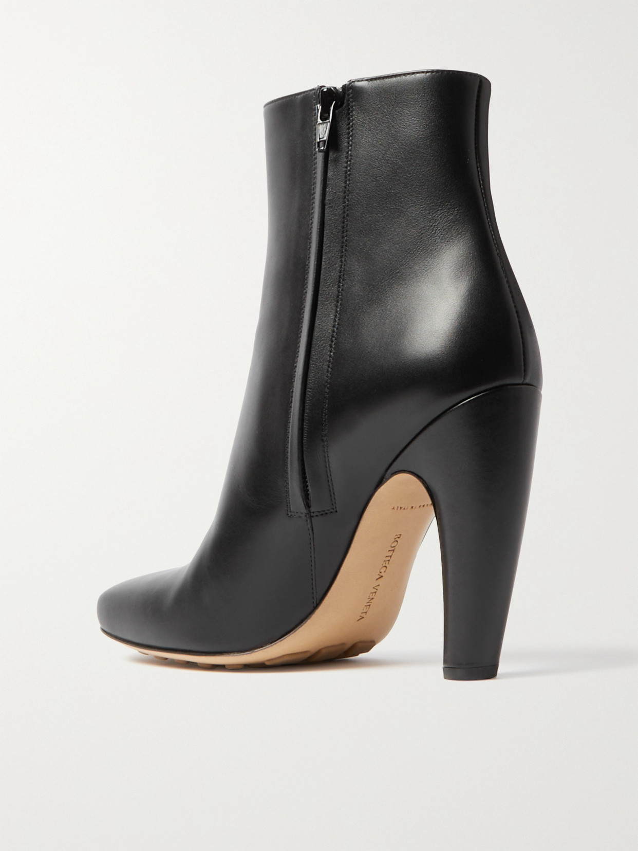 Shop Bottega Veneta Canalazzo Leather Ankle Boots In Black