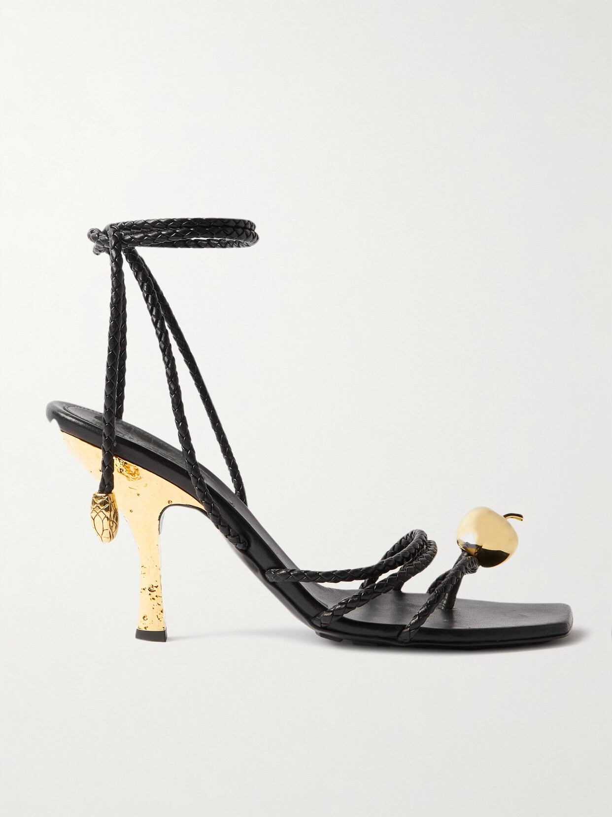 Bottega Veneta Adam Embellished Intrecciato Leather Sandals In Black