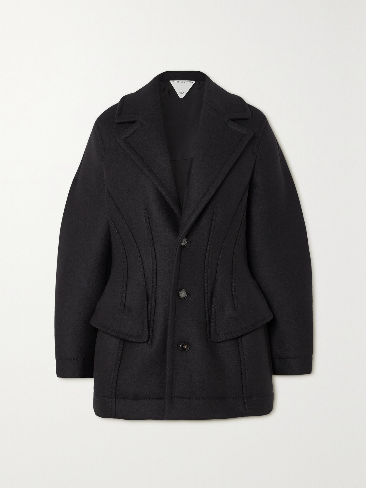 Bottega Veneta Wool-blend Felt Coat In Black