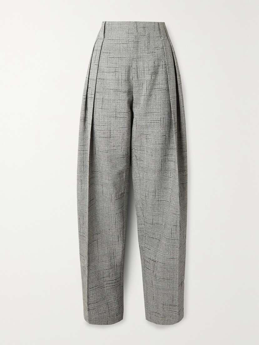 Bottega Veneta Pleated Woven Tapered Pants