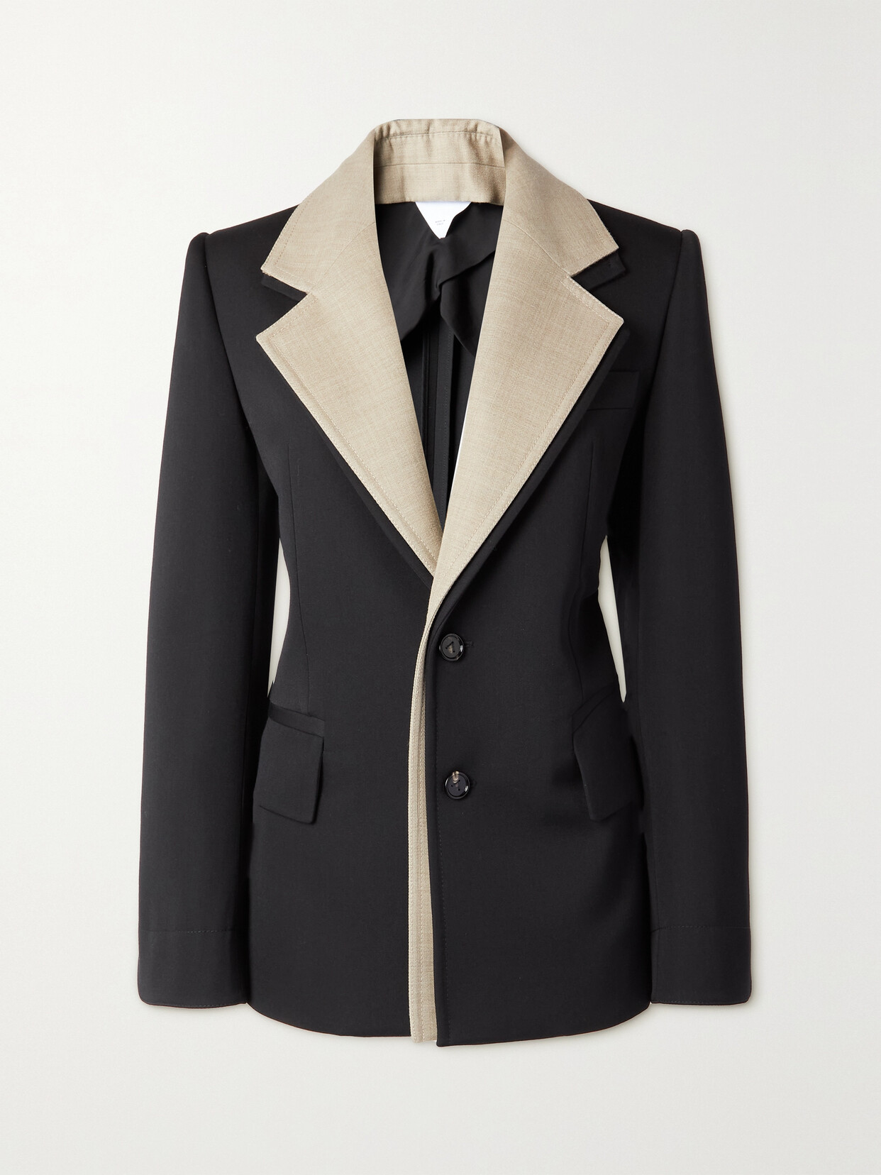 Bottega Veneta Layered Wool Blazer In Black