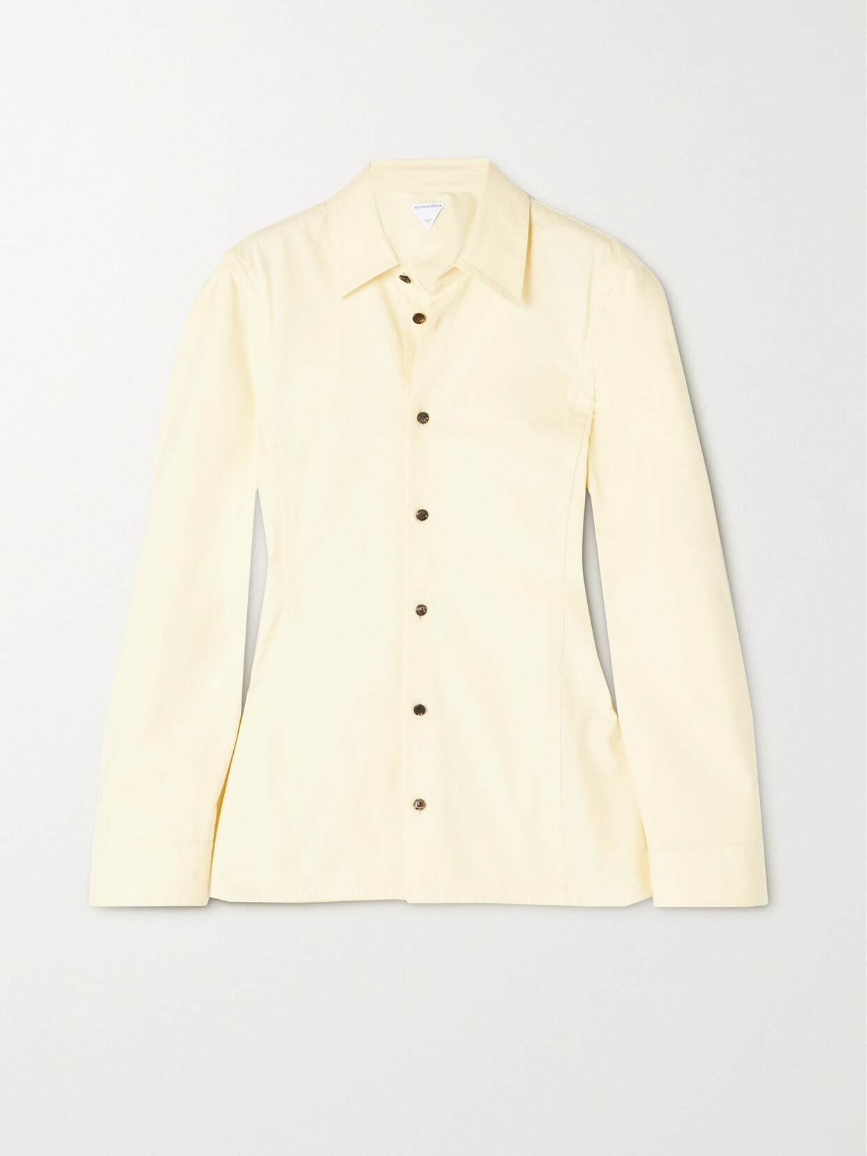 Bottega Veneta Layered Grain De Poudre Cotton Shirt In Yellow