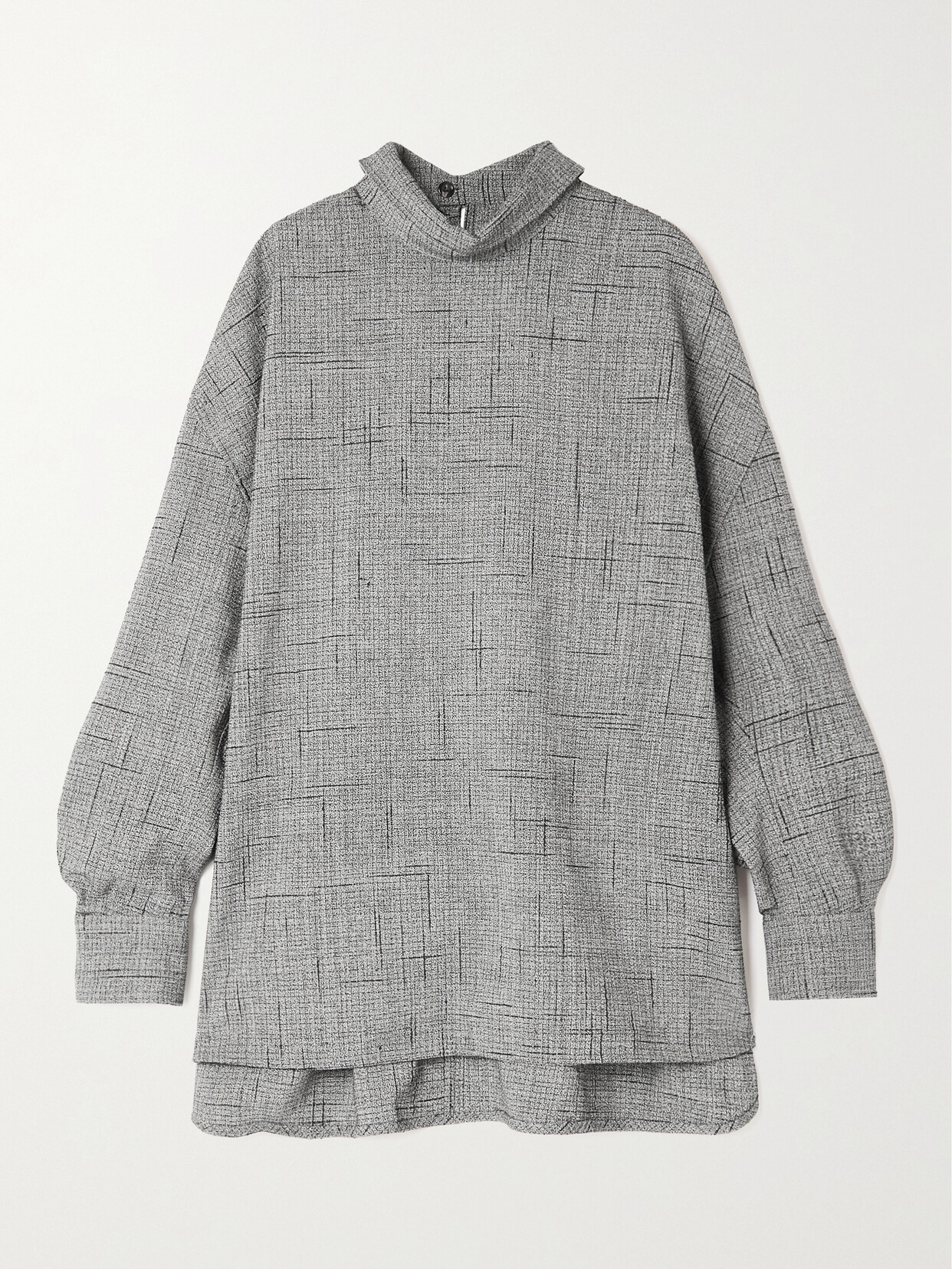 Bottega Veneta - Oversized Woven Turtleneck Blouse - Gray