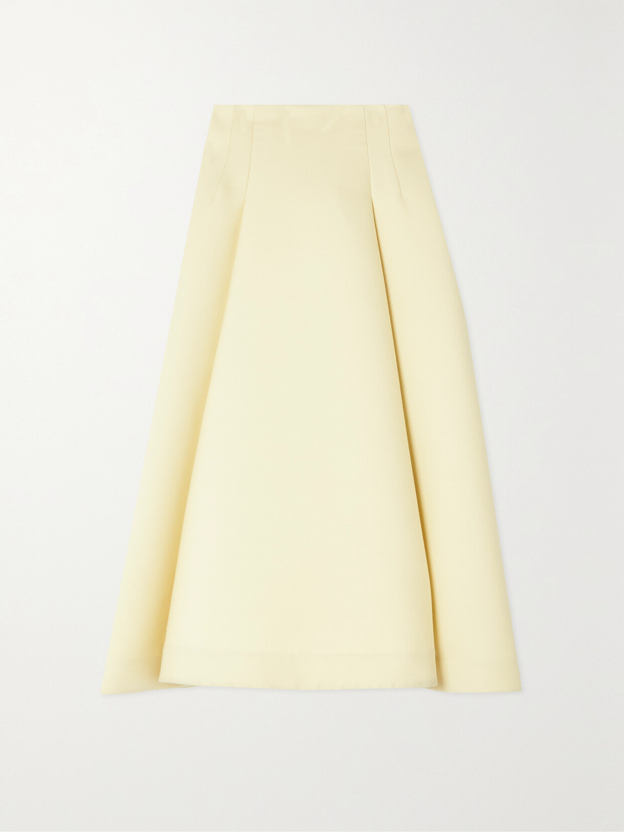 Shop Bottega Veneta Pleated Wool Midi Skirt In Yellow