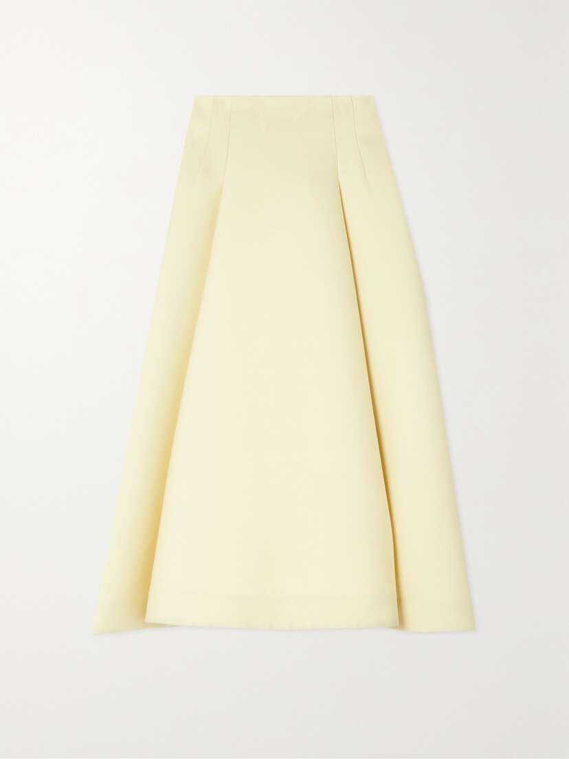 Bottega Veneta Pleated Wool Midi Skirt