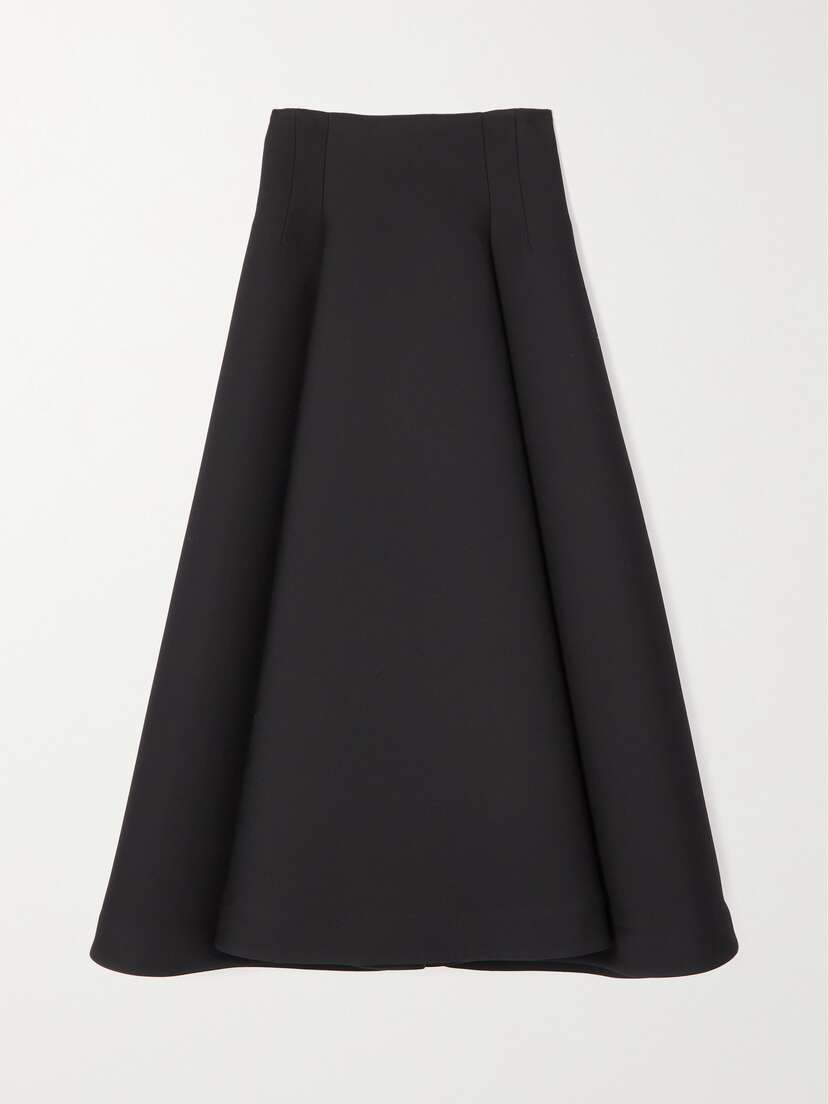 Bottega Veneta Pleated Wool Midi Skirt