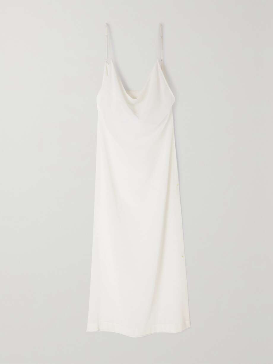 draped cotton-sateen midi dress