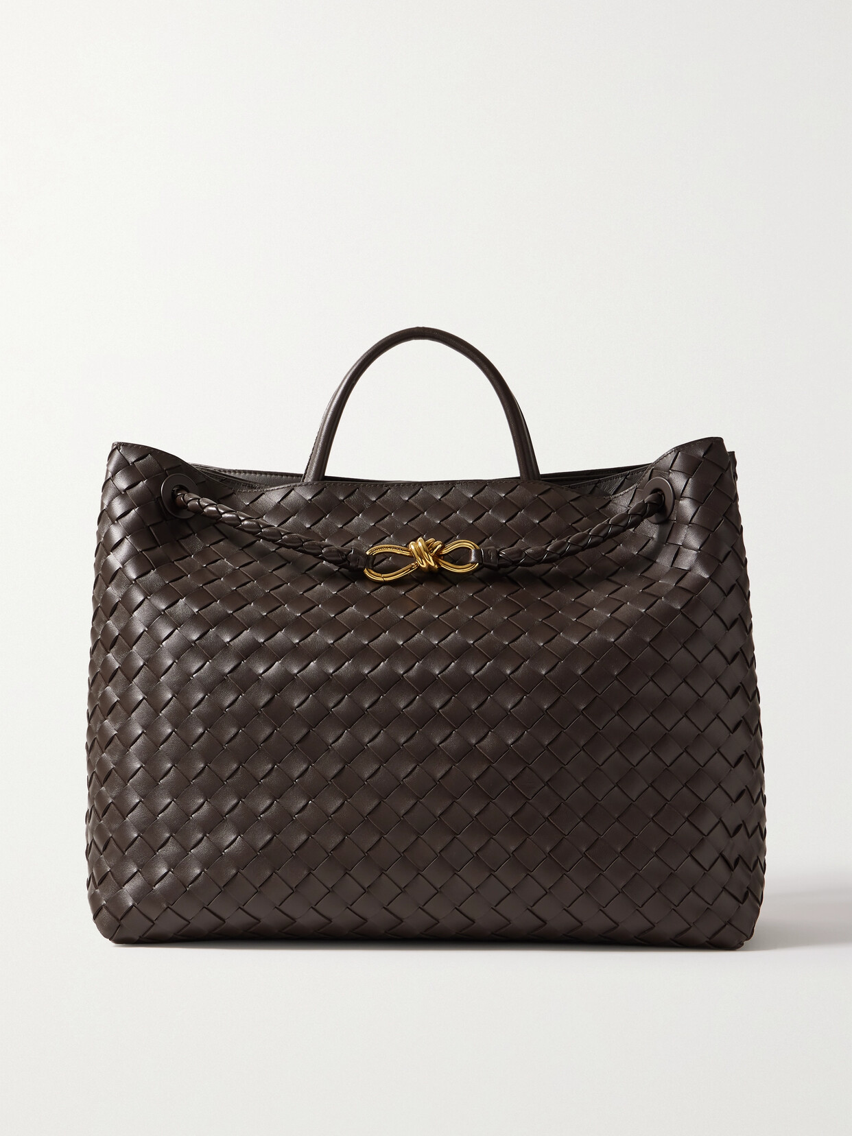 Bottega Veneta - Andiamo Embellished Intrecciato Leather Tote - Brown