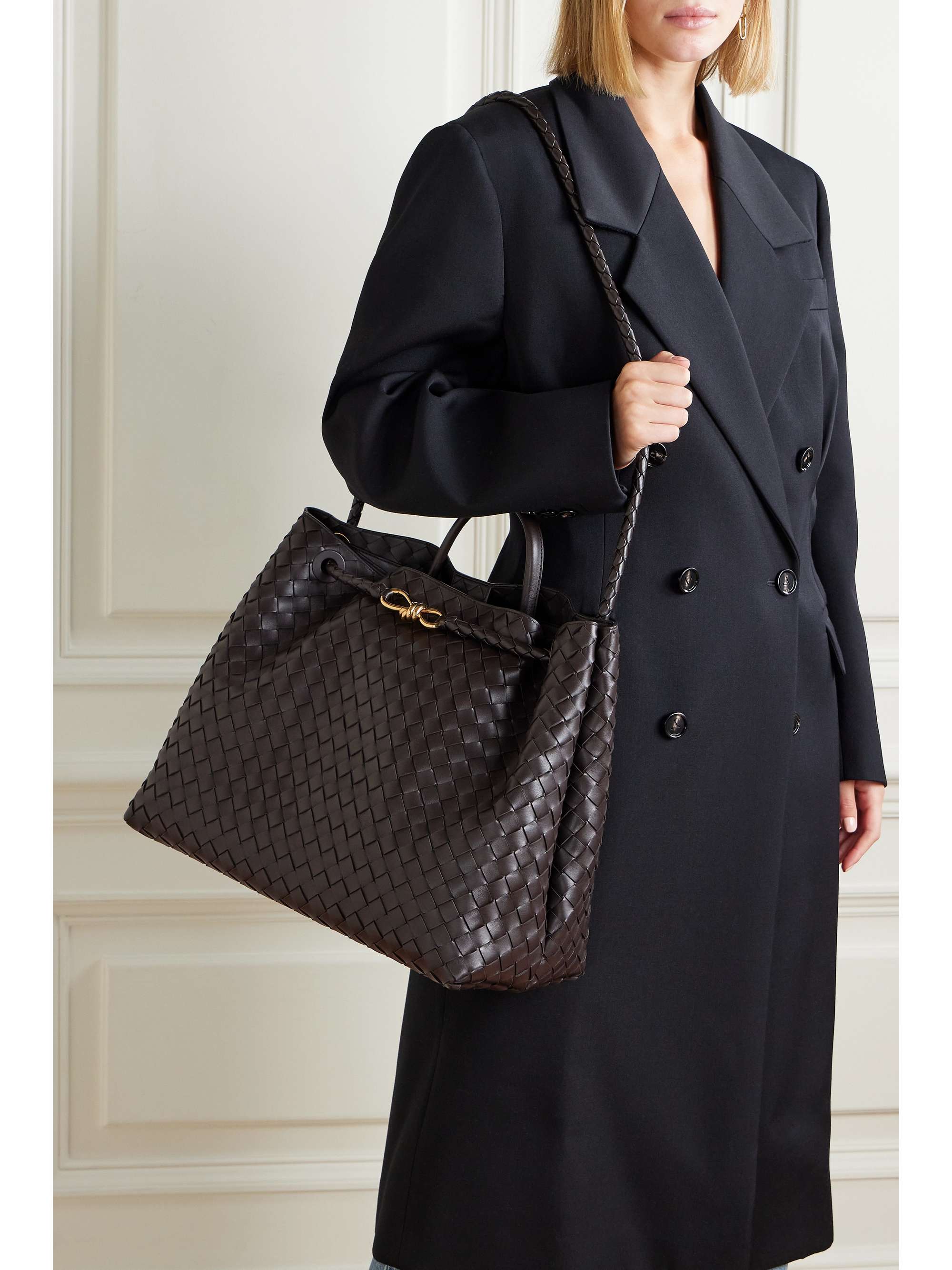 BOTTEGA VENETA Andiamo embellished intrecciato leather tote | NET-A-PORTER