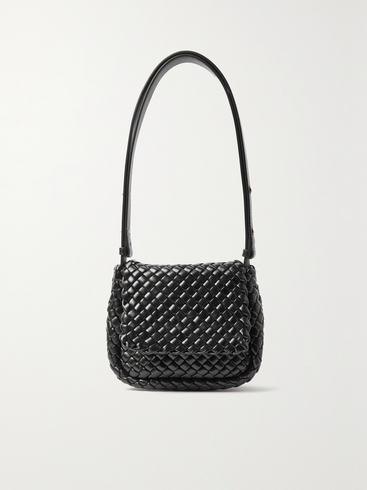 Shop Bottega Veneta Cobble Small Intrecciato Leather Shoulder Bag In Black