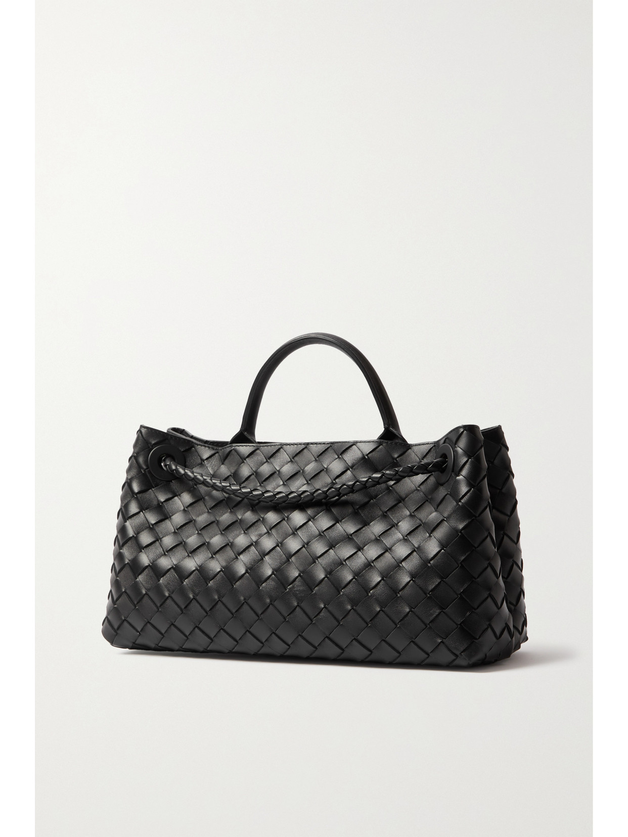 Shop Bottega Veneta East/west Andiamo Small Intrecciato Leather Tote In Black