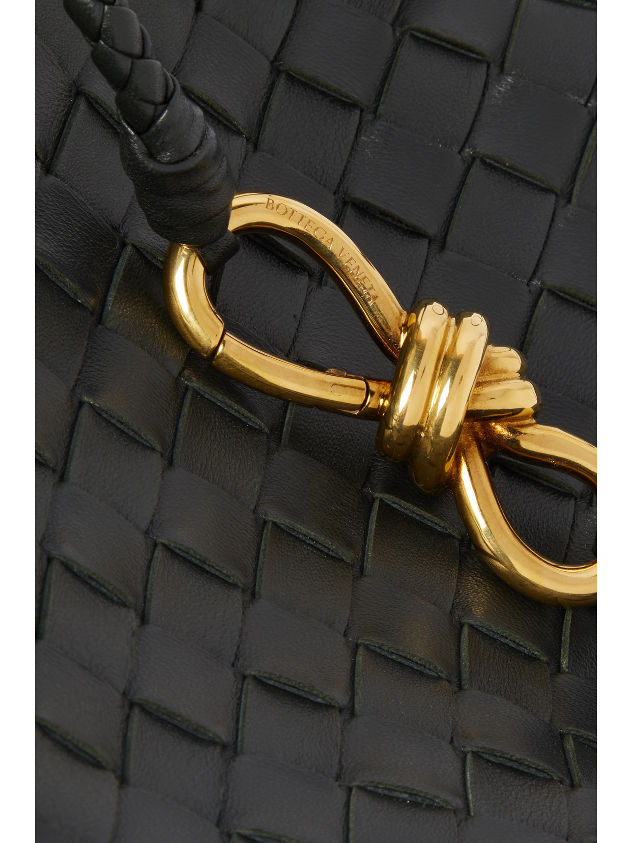 Bottega Veneta Small Andiamo Intrecciato Leather Top Handle Bag In Black