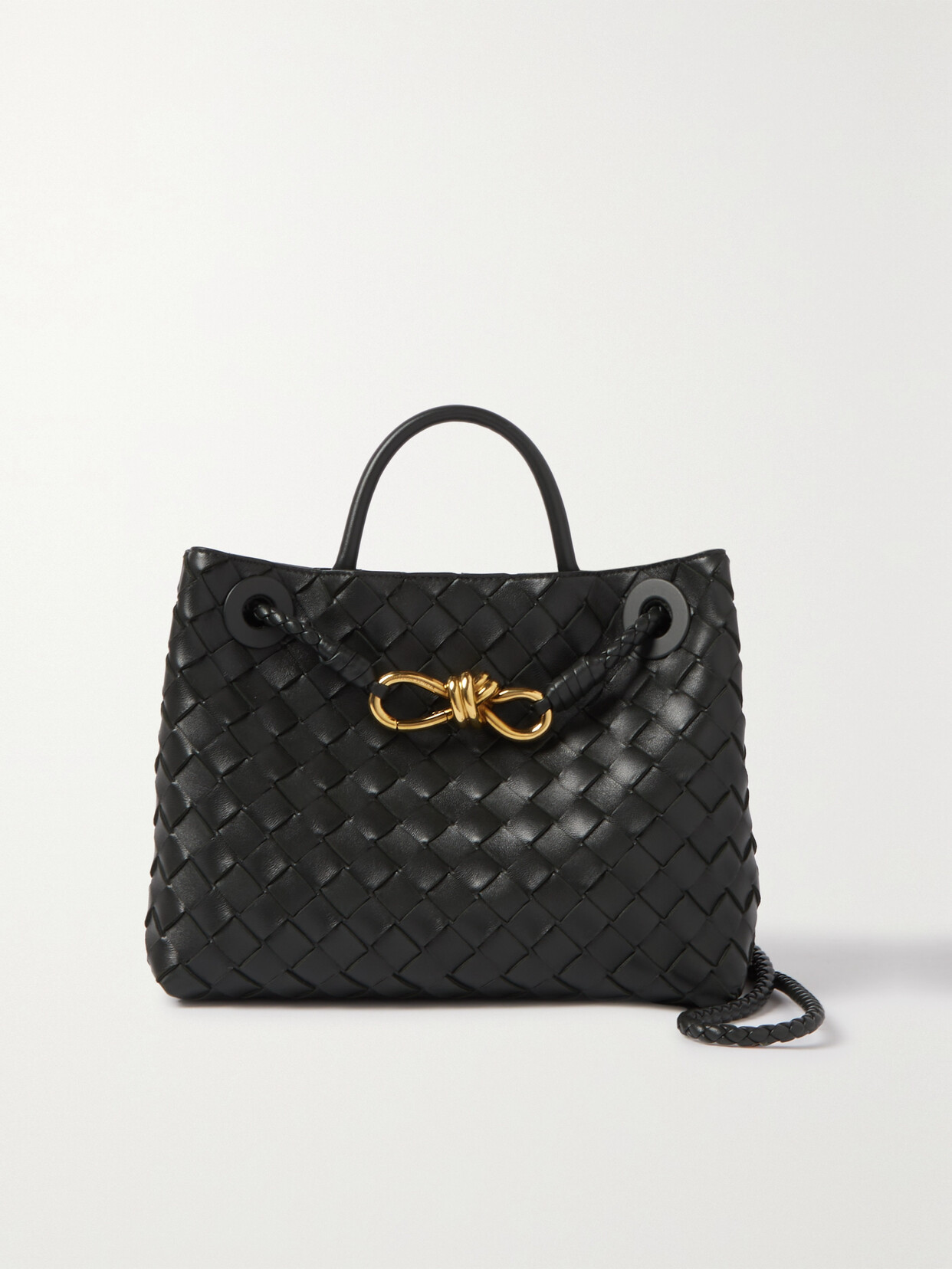 Shop Bottega Veneta Andiamo Small Intrecciato Leather Tote In Black