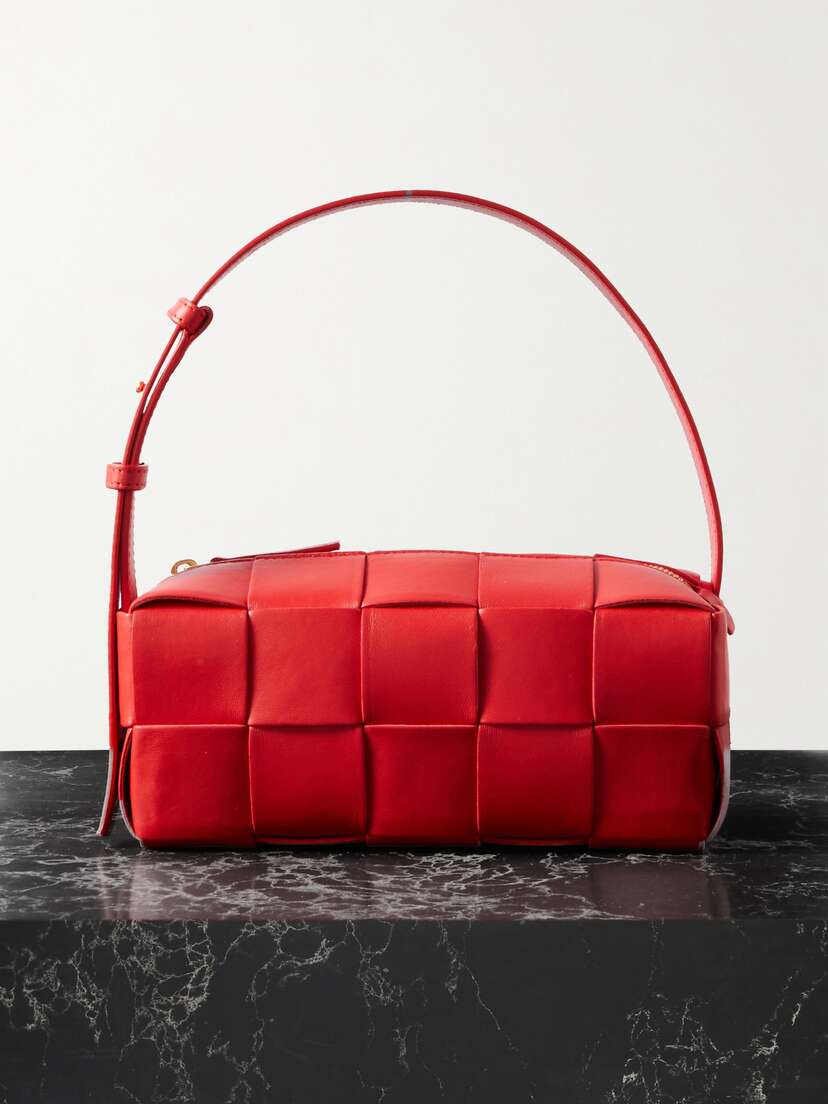 Bottega Veneta Brick Cassette Small Intrecciato Leather Shoulder Bag