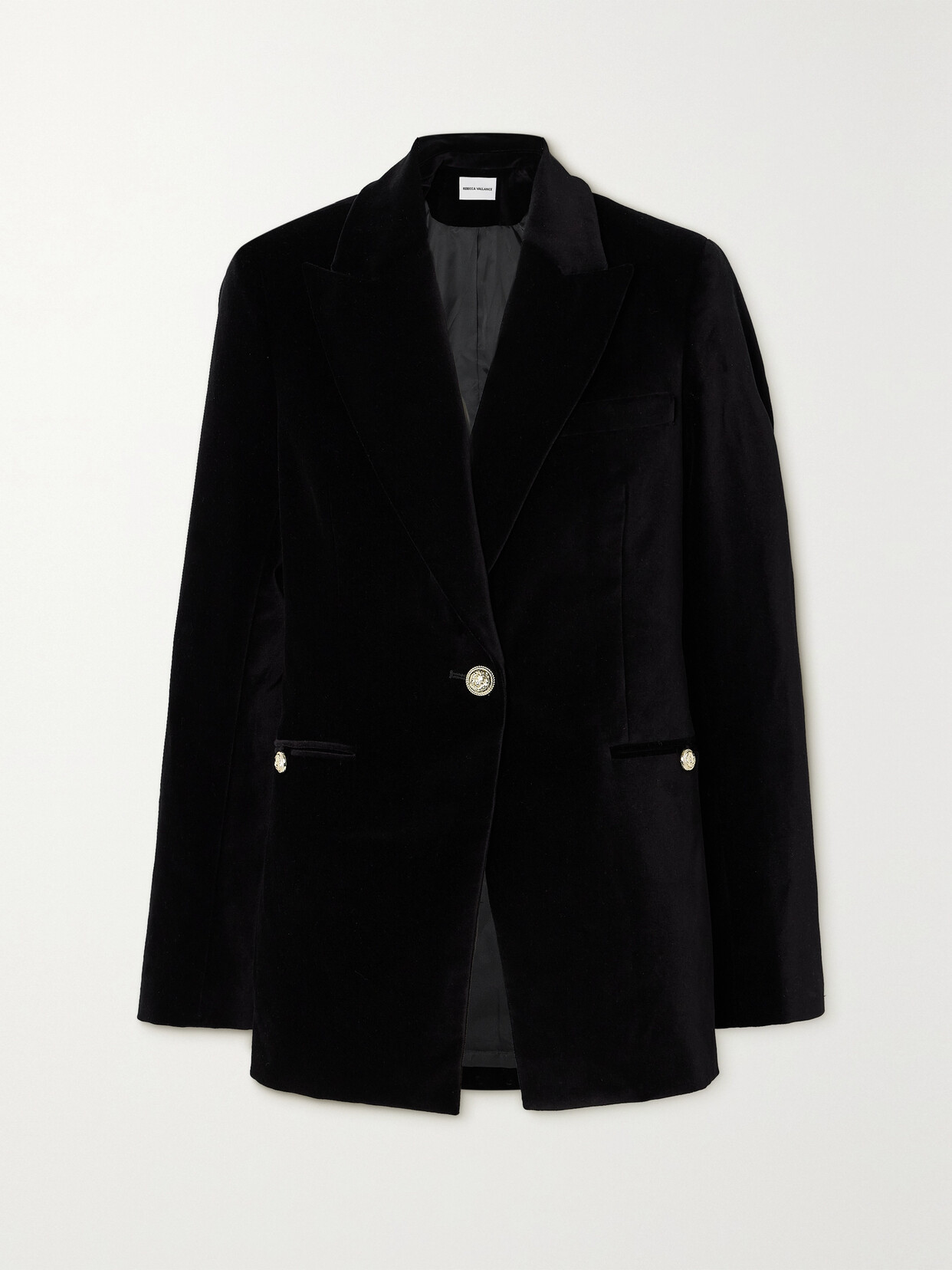 Rebecca Vallance Audrina Cotton-blend Velvet Blazer In Black