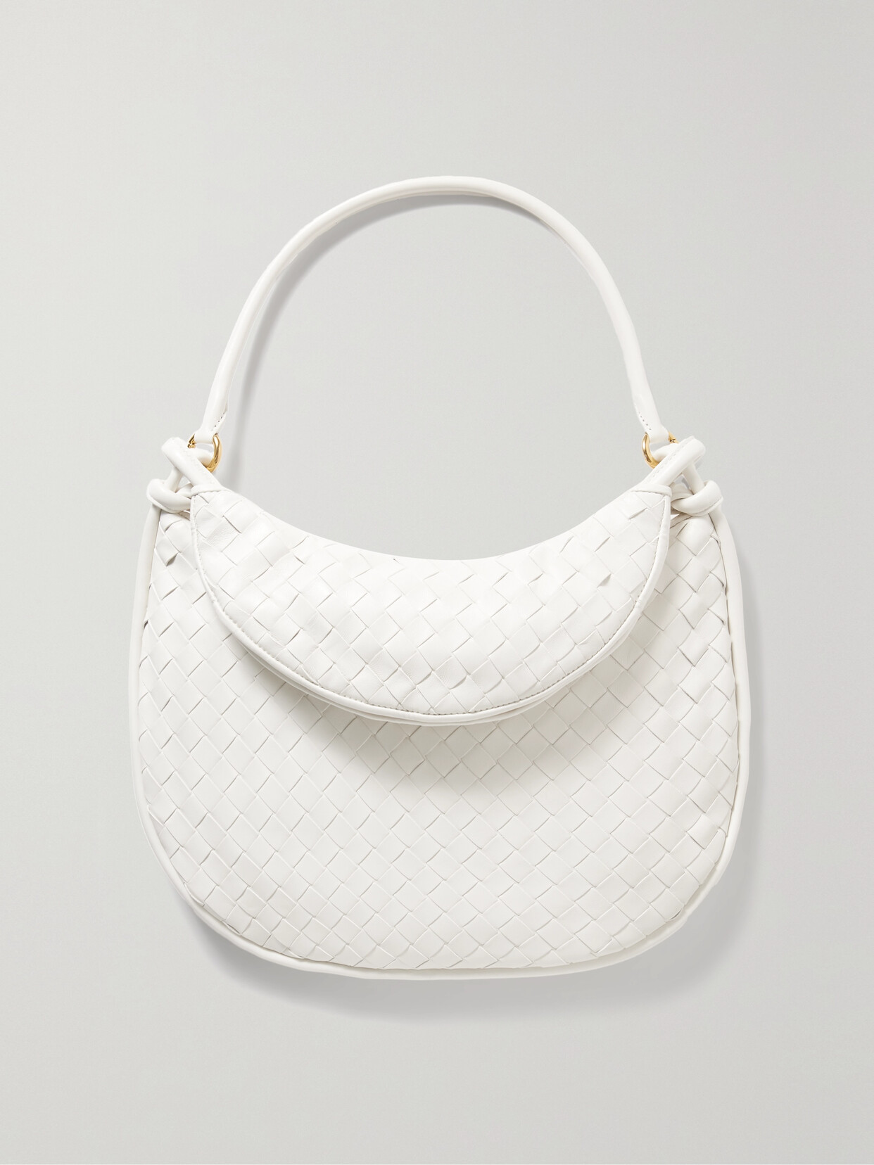 Bottega Veneta Gemelli Large Intrecciato Leather Shoulder Bag In White