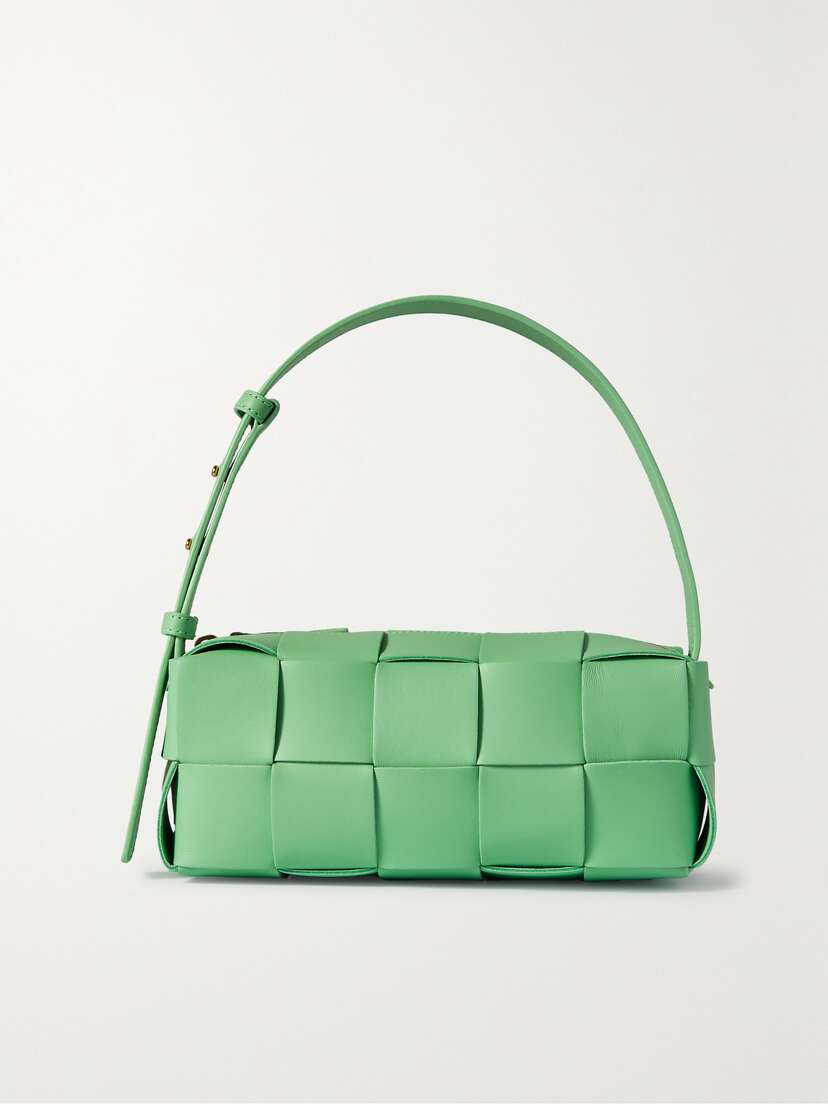 Bottega Veneta Brick Cassette Small Intrecciato Leather Shoulder Bag