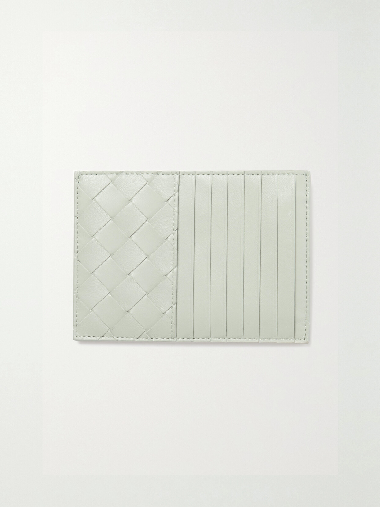 Bottega Veneta Intrecciato Leather Cardholder In Gray