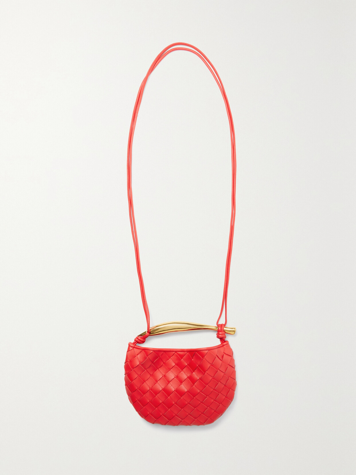 Bottega Veneta Sardine Intrecciato Leather Shoulder Bag In Red