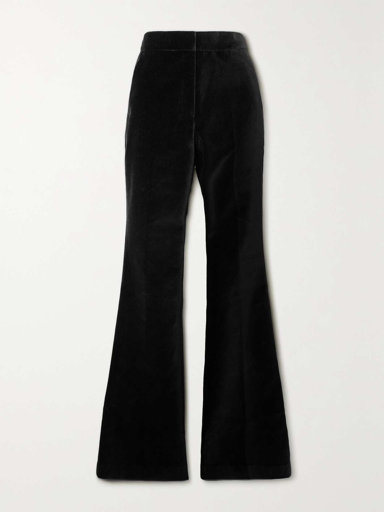 Rebecca Vallance Audrina Pleated Cotton-blend Velvet Flared Pants In Black