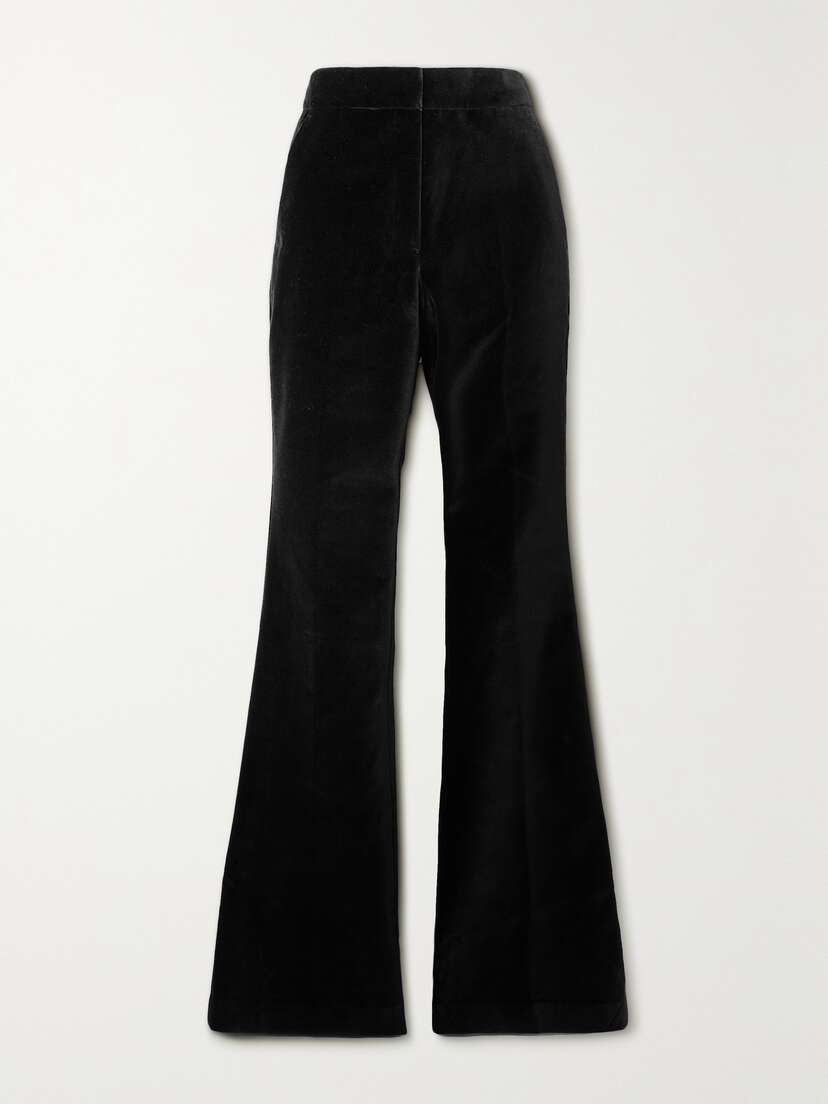Rebecca Vallance Audrina Pleated Cotton-blend Velvet Flared Pants