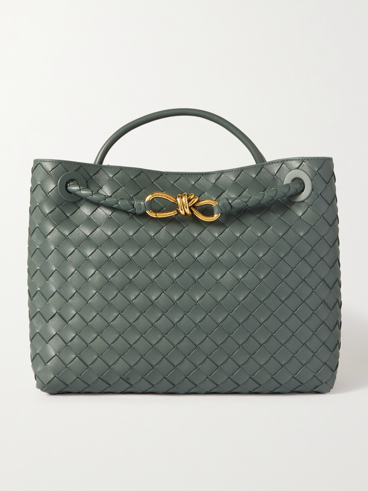 Bottega Veneta Andiamo Medium Intrecciato Leather Tote In Gray