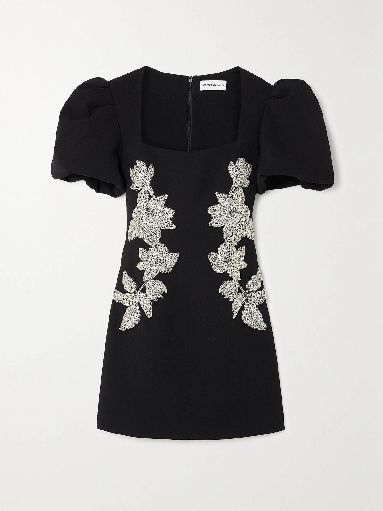 Shop Rebecca Vallance Ginevra Embellished Cady Mini Dress In Black